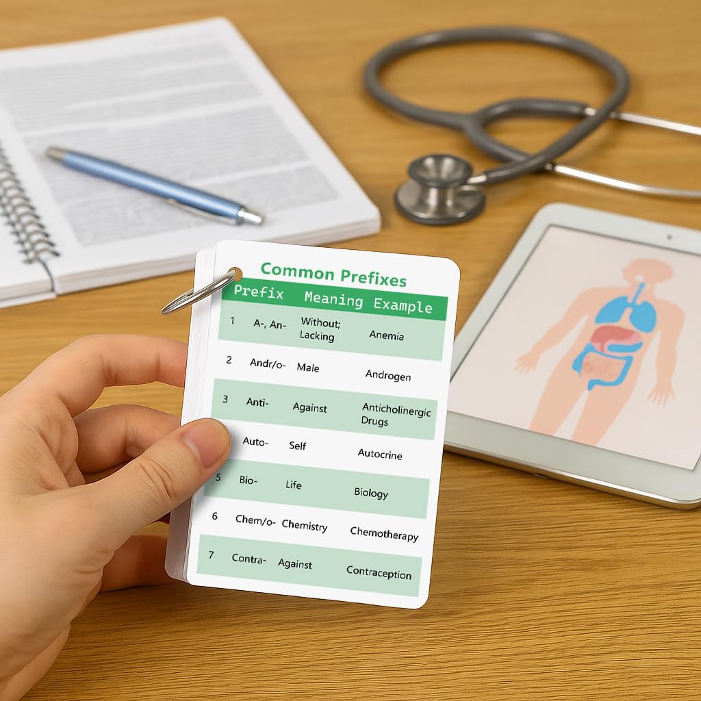 Medical Terminology Flash Cards 2025 - Essential Accessories for Paramedic & Pharmacology Flash Cards | Learn 187 Prefixes & 81 Suffixes with Ease | Nursing School Bundle & LPN Must-Haves - Image 6