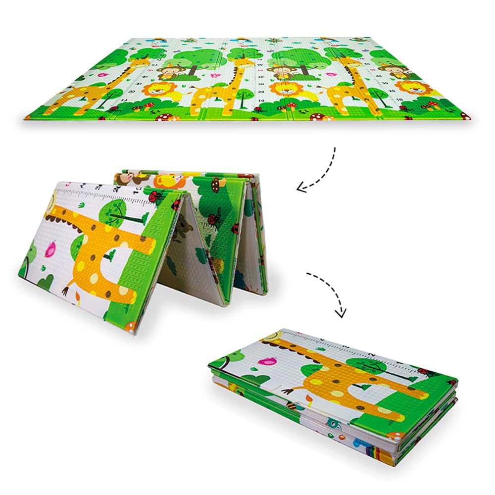 Olivo.shop Play - Alfombra de juegos para niños y bebés, reversible, no tóxica, 150 x 200 cm (jirafa/circo)