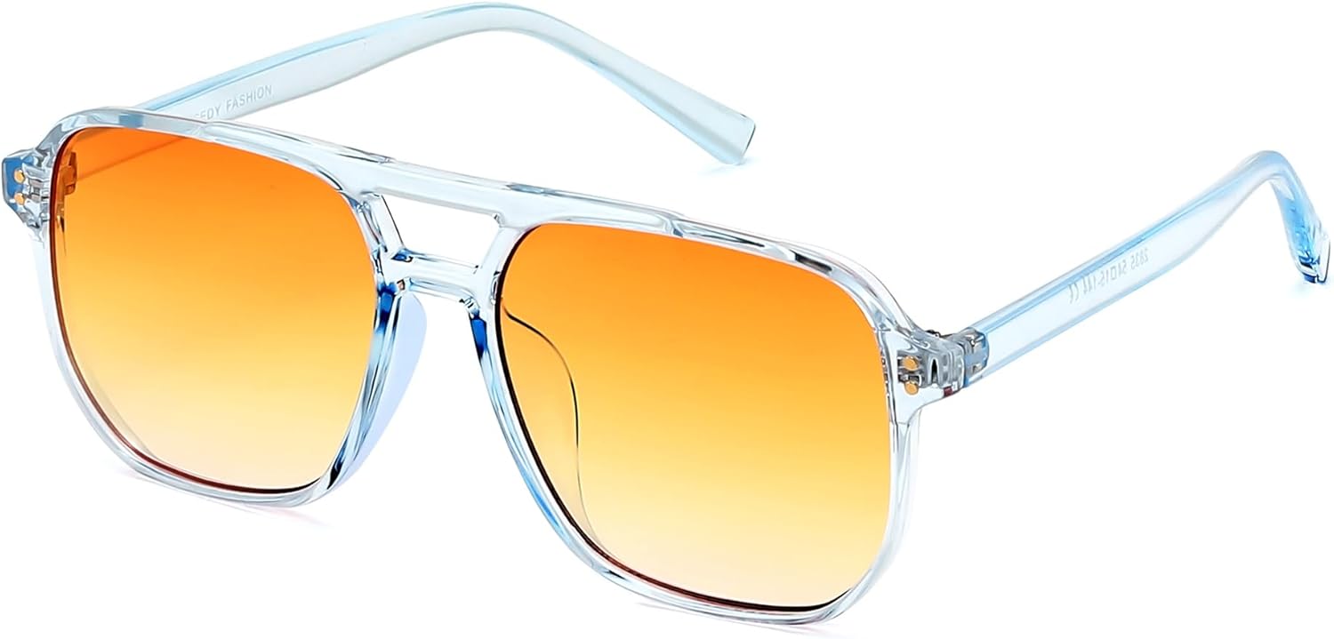 FEISEDY Retro Square Aviator Sunglasses Women Men 70s Vintage Trendy Plastic Frame Sun Glasses B2835