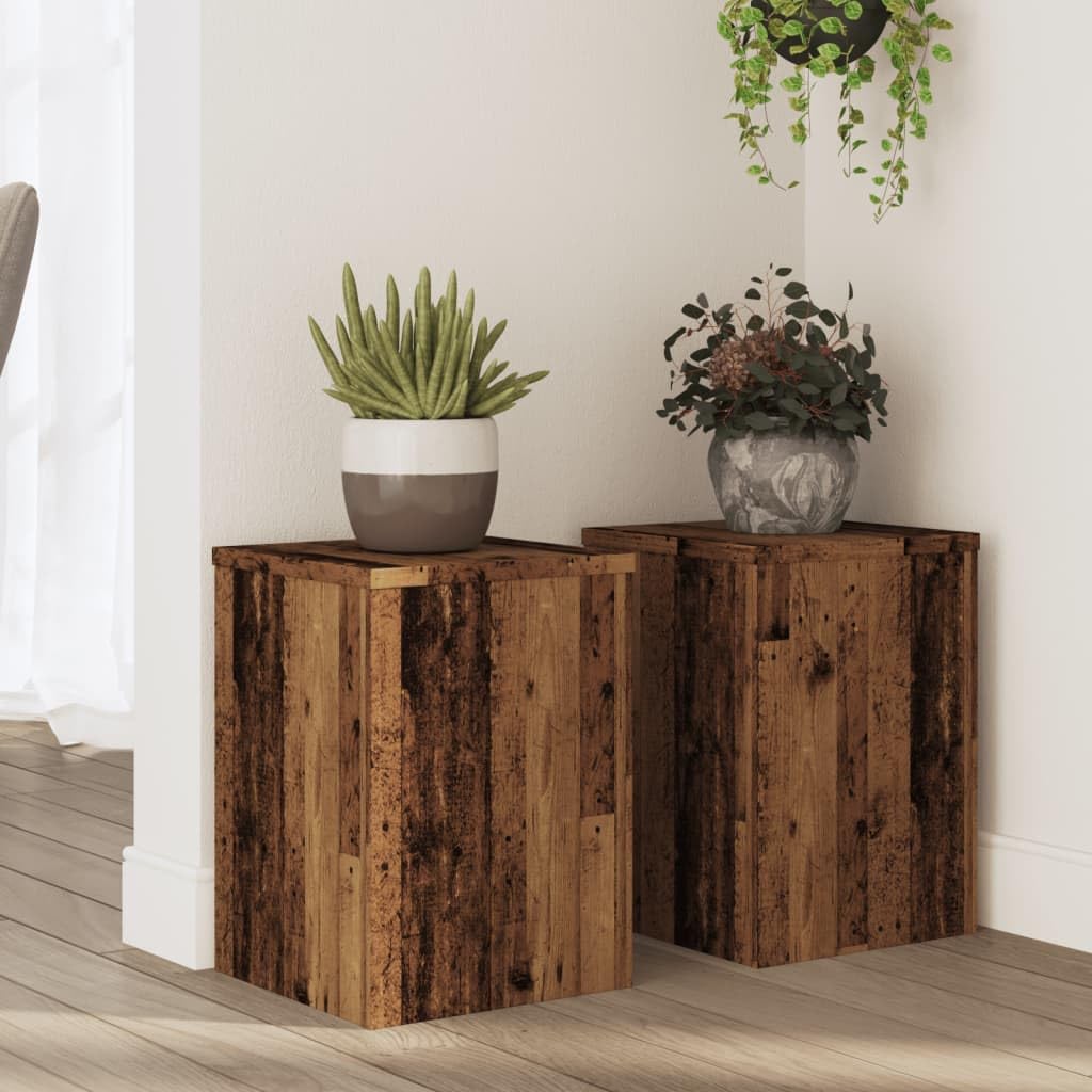 Stojak na rośliny 2 szt. 25 x 25 x 35 cm materiał drewnopochodny | Stabilna górna płyta, wypełniona piaskiem, odporna na wilgoć, ponadczasowe wzornictwo