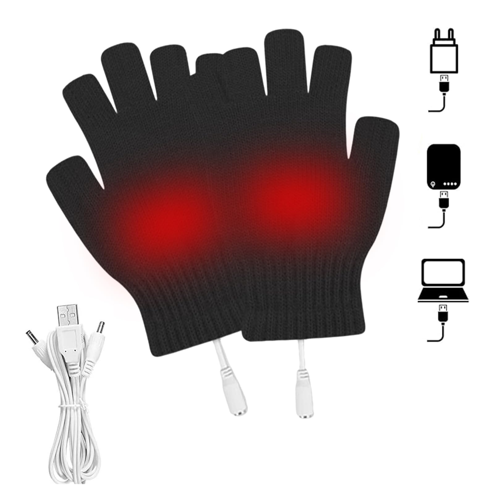 Grzejące Rękawiczki Z Portem Usb, Dla Mężczyzn I Kobiet, Nadające Się Do Prania, Mitenki, Ciepłe, Na Rower, Motocykl, Do Wędrówek, Wspinaczki Górskiej, Jazdy Na Nartach, Czarne