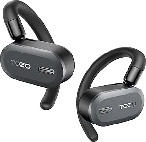 TOZO O2 True Open Ear Wireless Headphones Lightweight with Multi-Angle Adjustment, Bluetooth 5.3 Earbuds with Dual-Axis Design for Long-Lasting Comfort, Crystal-Clear Calls for Driving, Dark Black asin的图片
