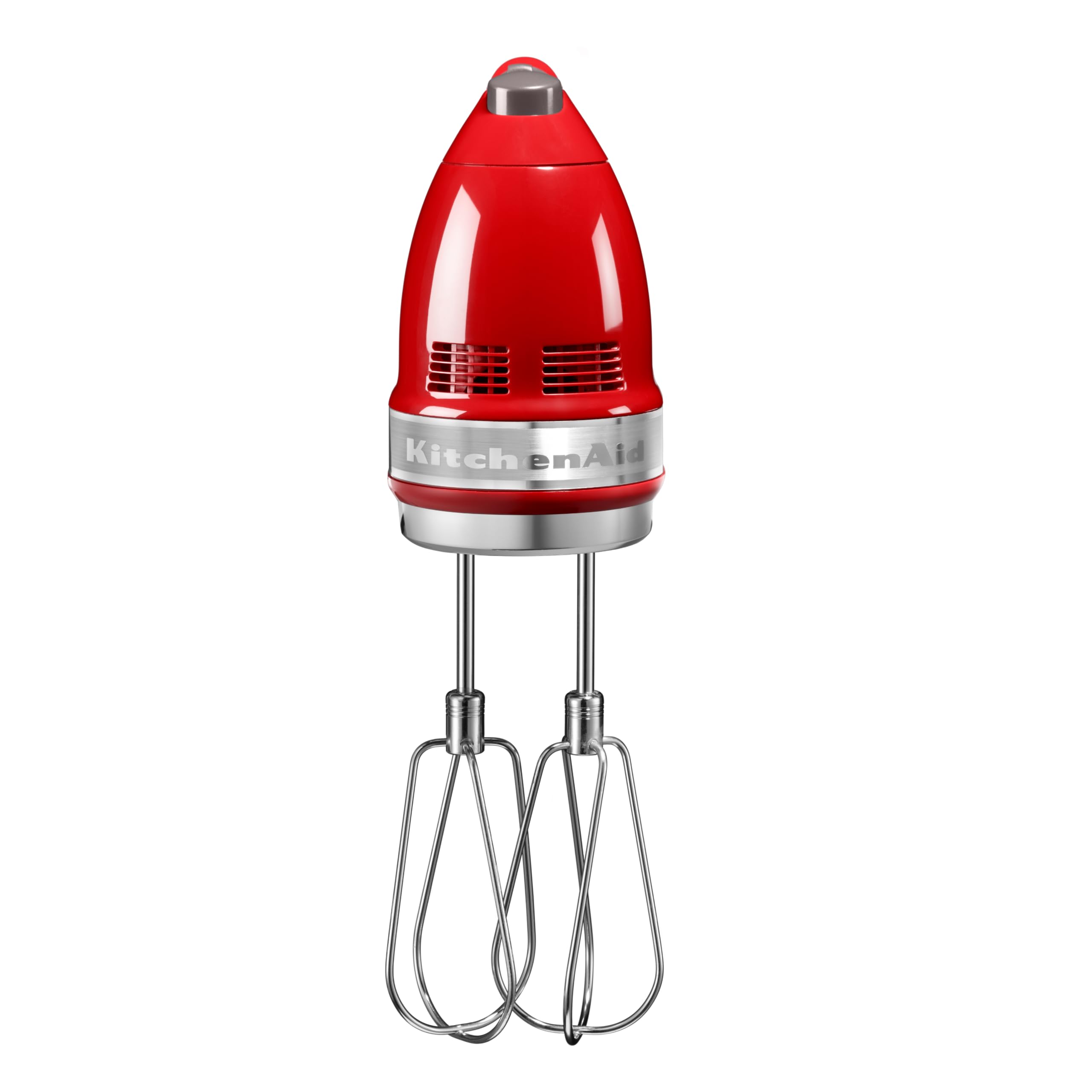 KitchenAid Handmixer 9 Stufen, 85W leiser DC-Motor mit Sanftanlauf, 6 Zubehörteile – Rühr-, Knethaken, Schneebesen & Rührstab, Schwenkkabel, Tasche, Empire Red