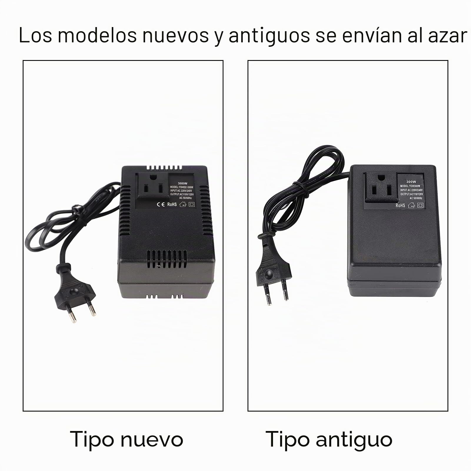 Adaptador de Enchufe, Convertidor de Voltaje AC 220V a 110V, 300W, Transformador de Potencia, Adaptador de Enchufe de la UE (EU Plus)