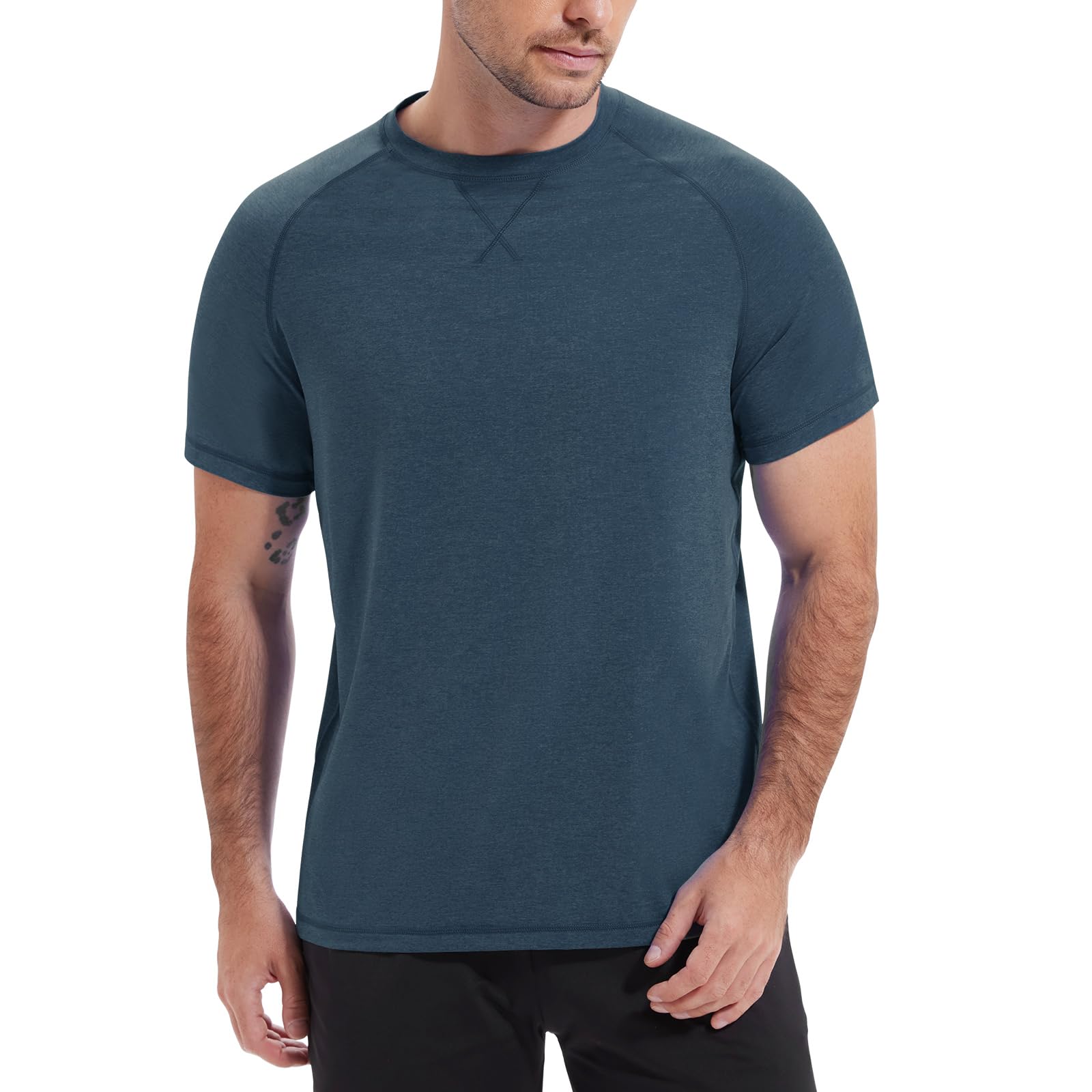 MEETWEE Herren UPF50+ Rashguard UV Shirt Langarmshirt UV Schutz Shirts, UV Sonnenschutz Atmungsaktiv Langarm Outdoor Angeln Laufen Wandern Funktionsshirt