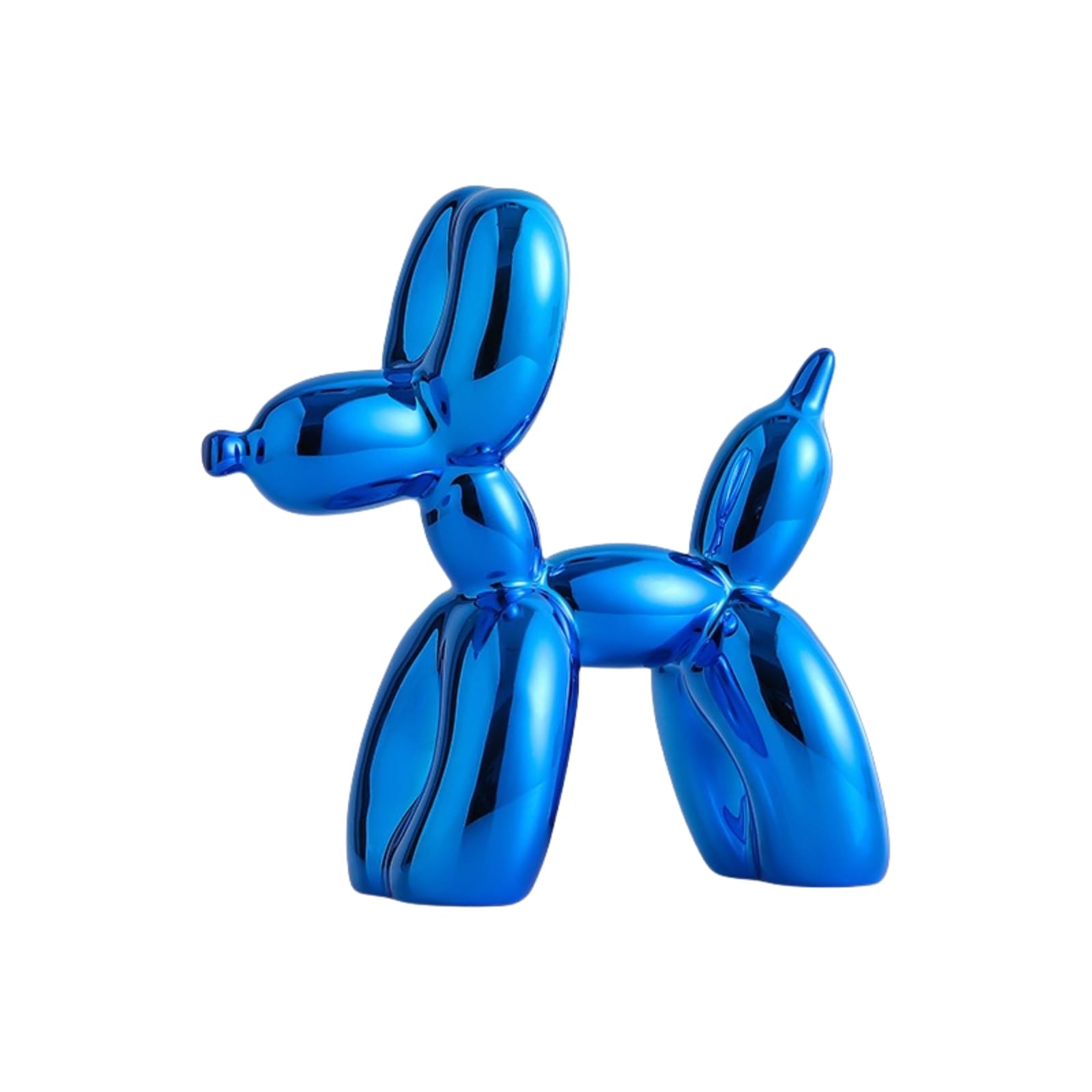 YOYUMI Electroplated Balloon Dog Sculpture Luxury Ornament, Resin Statue for Living Room Bedroom Office Decor, Mirror Gloss Finish, Blue 9.5 * 9.5 * 4cm