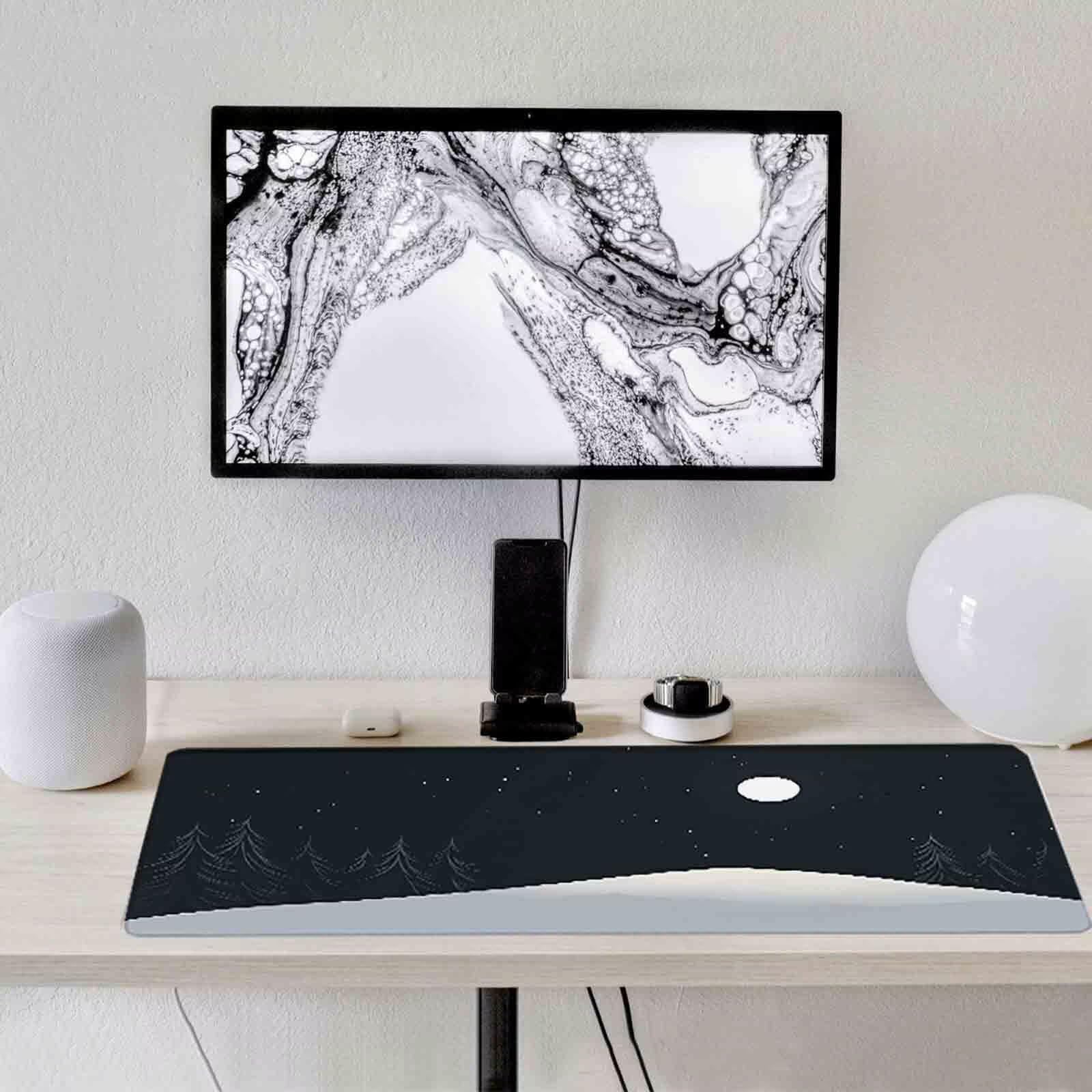 Czarna podkładka pod mysz księżyc XXL podkładka pod mysz 1200 x 600 mm podkładka pod mysz ze zszytymi krawędziami i gumową podstawą antypoślizgowa podkładka pod mysz XXL do gier, laptopa, akcesoria