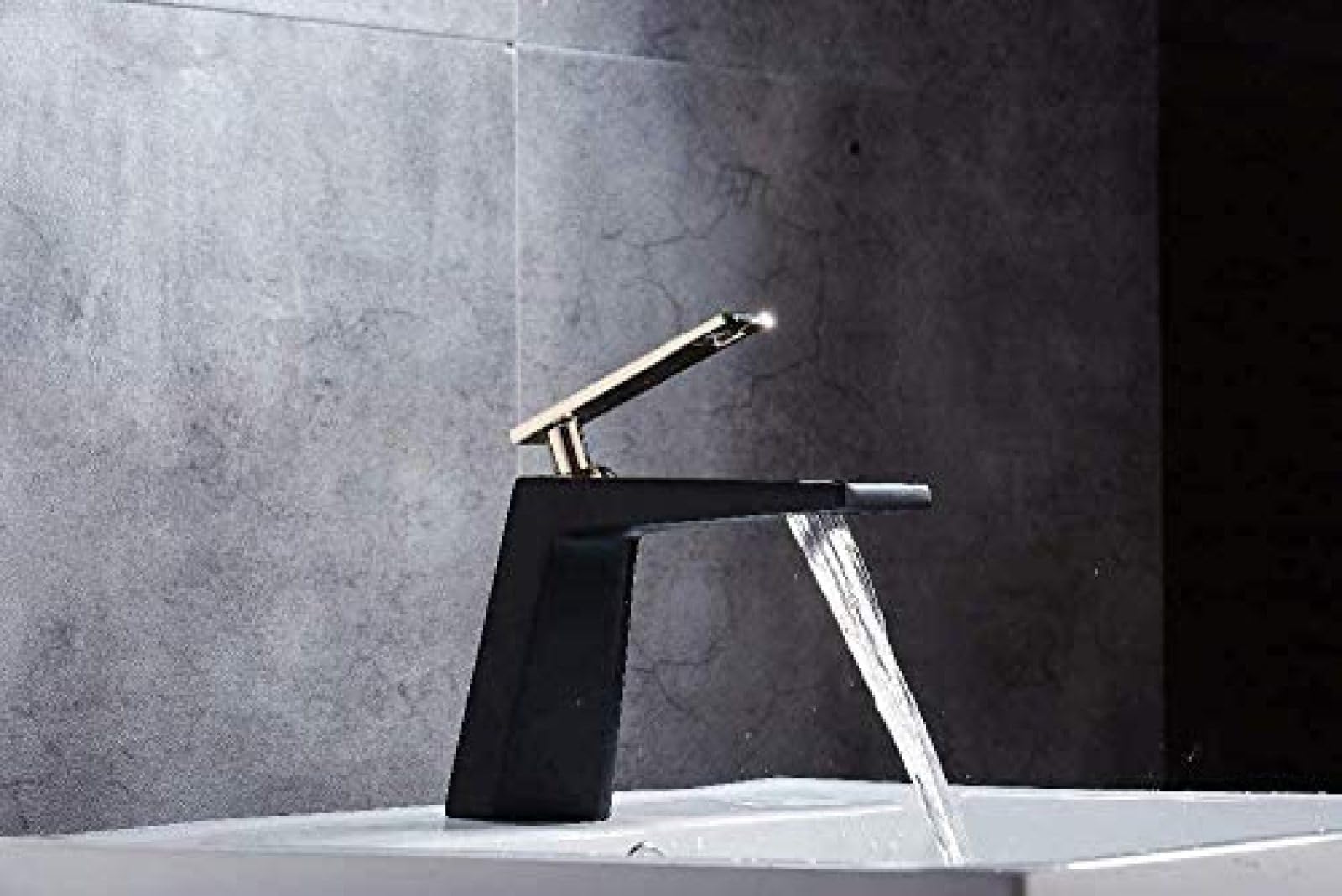 Wasserhahn, Badezimmer-Wasserhahn, Kaskaden-Waschtischarmatur, Einloch-Mischwasserhahn, Leitungswasser, kaltes Wasser