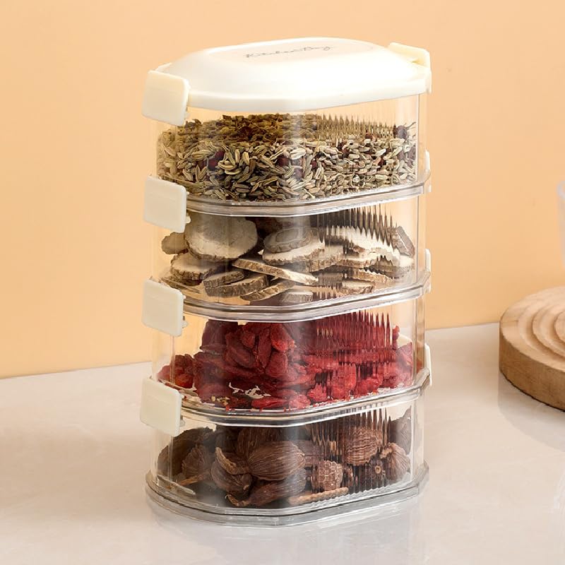 HomeEssentials Storage Box For Kitchen, Spice Container and Seasoning Box - Multipurpose Leak Proof And Reusable Food Storage Box For Nuts, Grain And Dry Food, Kitchen Organizers (Set of 4) (White) (B0D1R7W8QC) Amazon Price History, Amazon Price Tracker