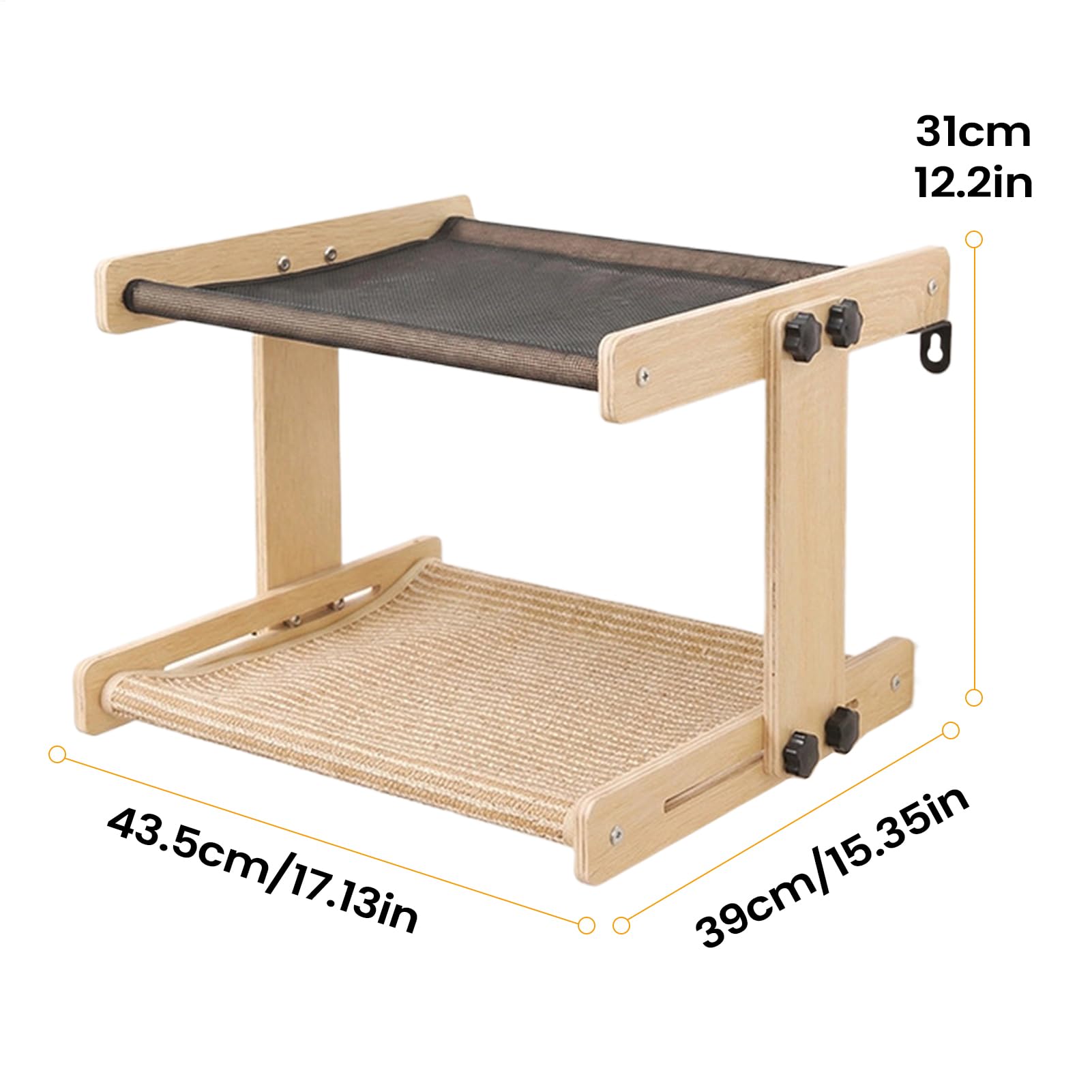 Perchoir Chat Chevet Hamac suspendu en bois pour animaux de compagnie | Perchoir suspendu pour chat Pour maison, appartement, salon, chambre, balcon, bureau, table de chevet, rebord de