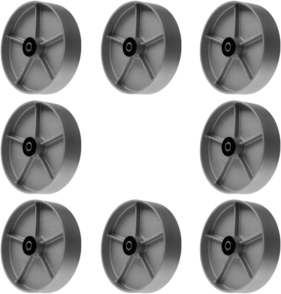 8 8 Pack, Heavy Duty Steel Cast Iron Caster Wheel with Rolling Bearing & Steel Bushing Extra Width 2 inches 10400 lbs Total Capacity (8 inches Pack of 8)