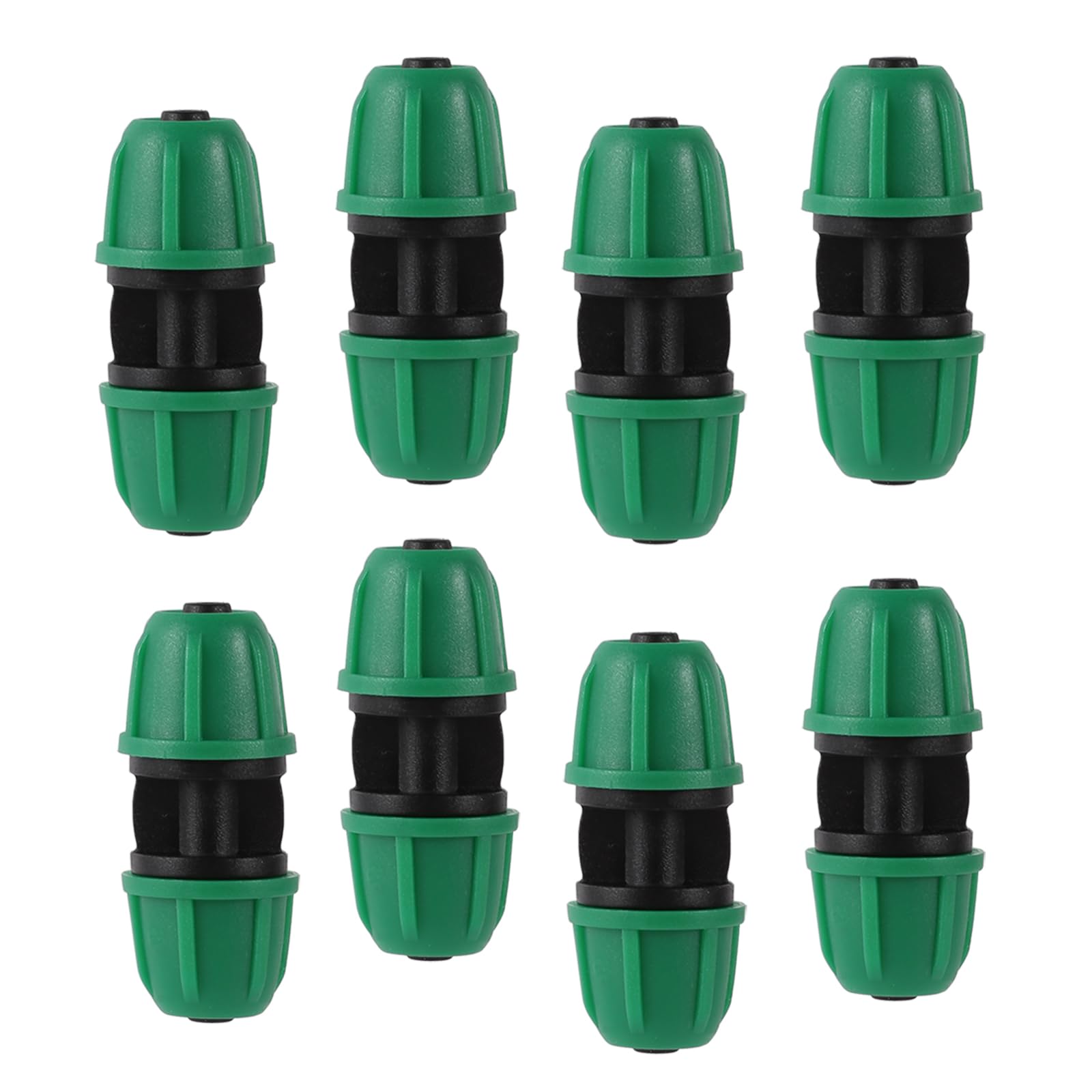 1/4 inch Drip Irrigation Fittings, Lock Barbed Coupling for ¼ in. tubing; Tubing Outside Diameter (OD) is 0.250 in., Internal Diameter (ID) is 0.170. in.(25Pcs/Pack) (Green-Coupling)