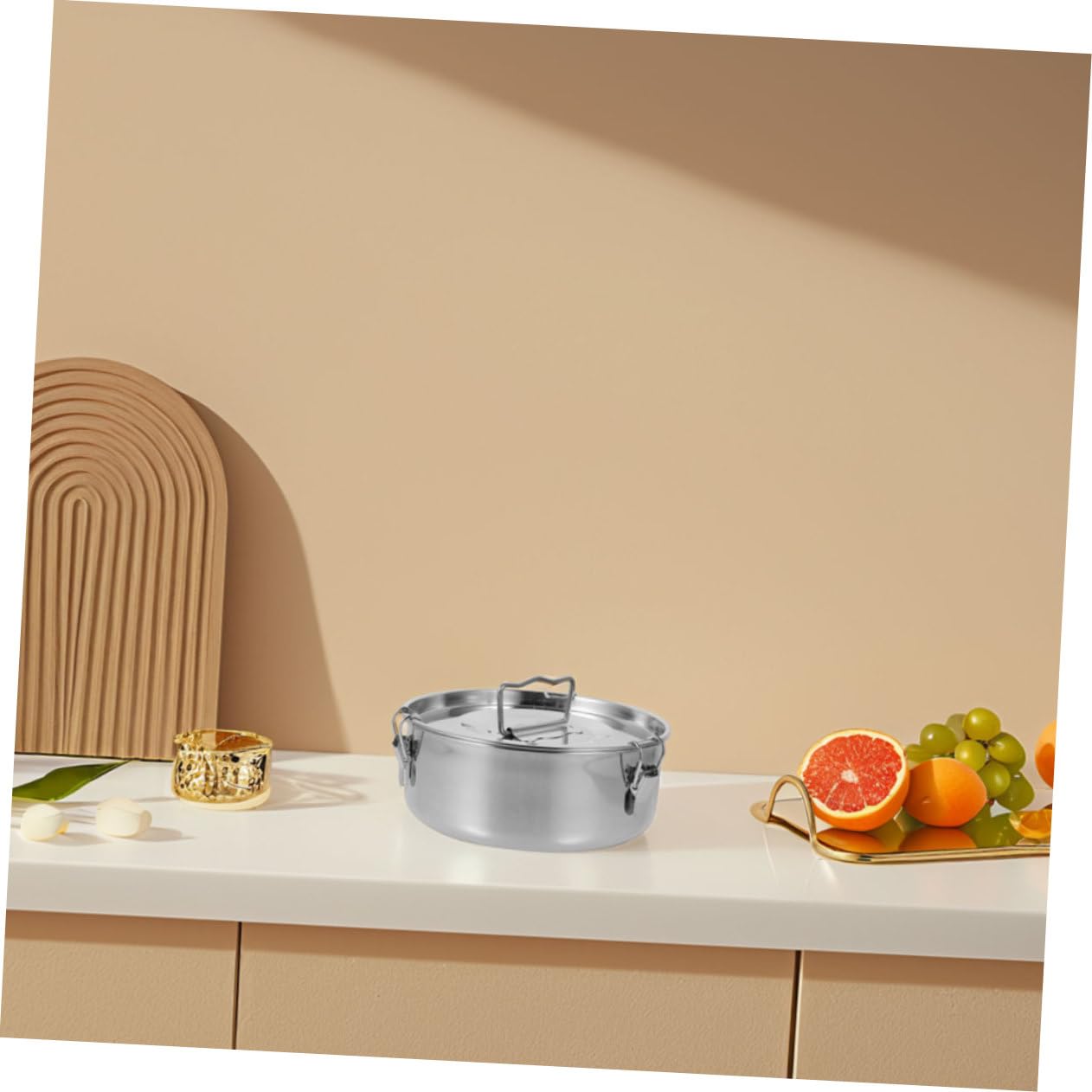 Yardwe Molde para Flan de Acero Inoxidable con Diseño Bloqueable y Uso Versátil, Molde para Hornear con Tapa Adecuado para Hacer Flanes y Pasteles al Vapor