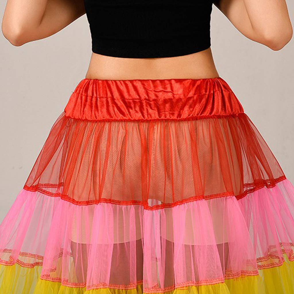 Multicolore Arcobaleno A-Line Maxi Tutu Gonna Pieghettata Piano Lunghezza Sottogonna Hoopless Da Sposa Mesh Crinolina Sottogonna Senza Cappuccio Crinolina Sottogonna