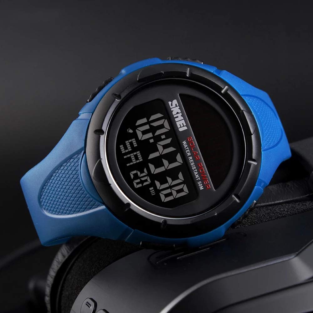 MASTOP Reloj deportivo digital militar para hombre, luz trasera LED, alarma, cronómetro, resistente al agua, 50 m, resistente al agua, para hombre