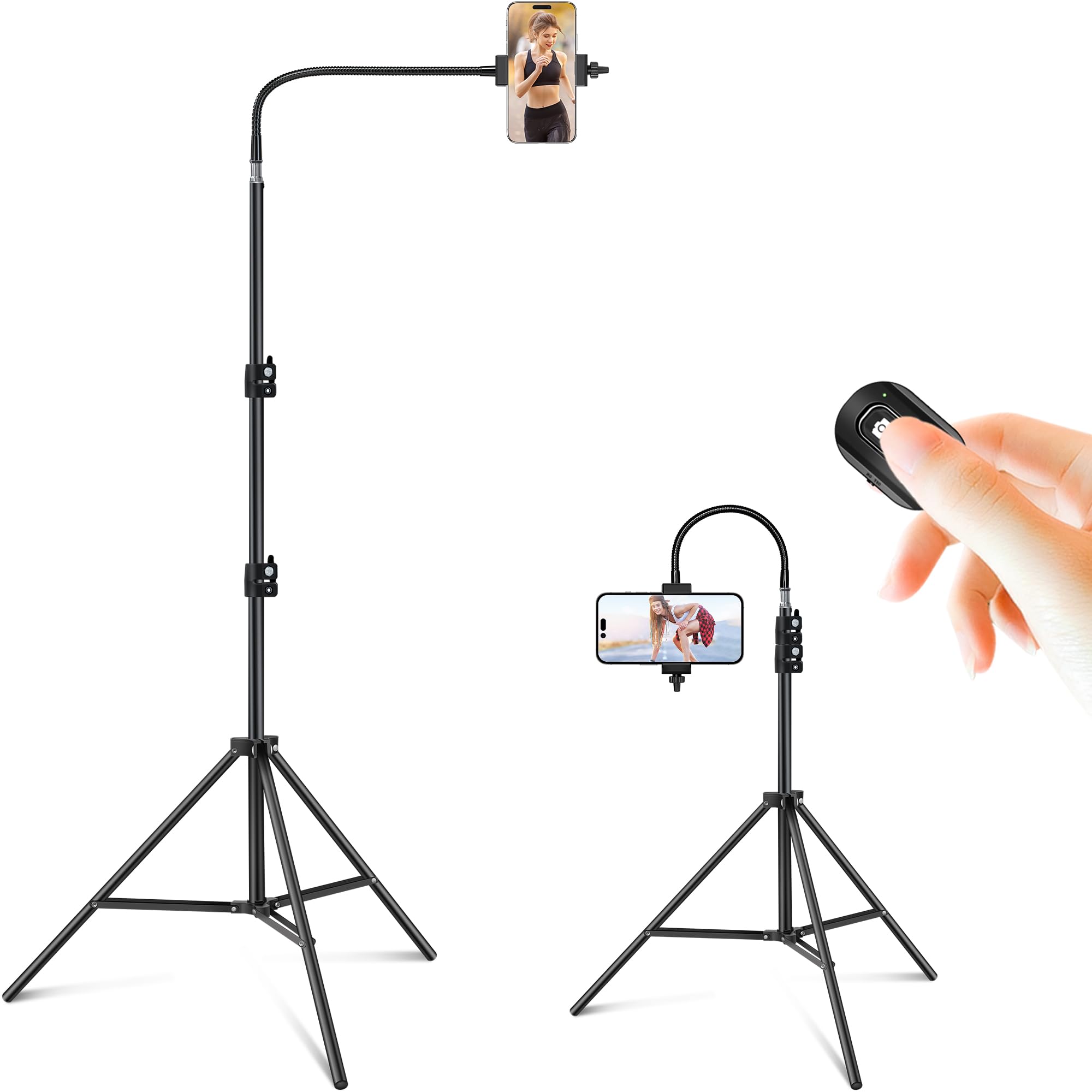 Tall Tripod 92 inch Cell Phone Tripod with Bluetooth Remote Stand for iPhone