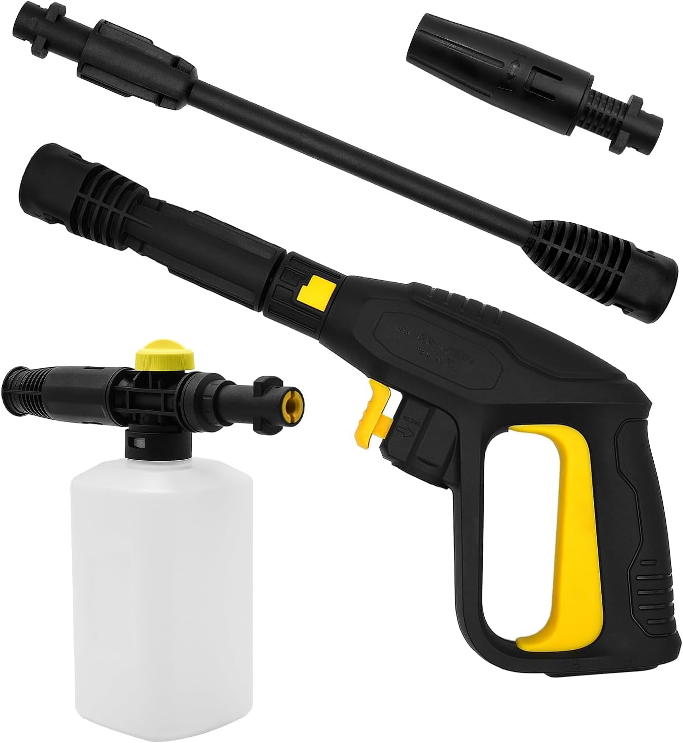 Kit de remplacement pistolet Karcher - Pistolet à gâchette à connexion rapide pour nettoyeur haute pression K2 à K7 (jusqu'à 2100 psi), avec lance d'extension, buse réglable et lance à mousse neige