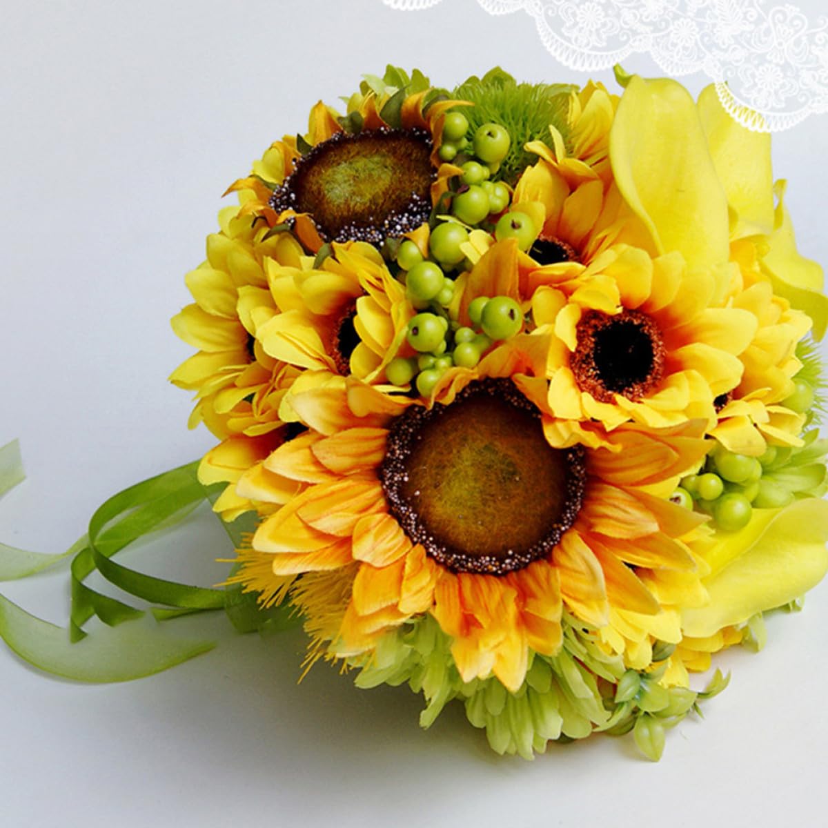 Abaodam Künstlicher Pu Brautstrauß und Sonnenblume Lilie aus aus Spinnseide Wetterfest Hochzeitsdeko für Partys und Tanzveranstaltungen