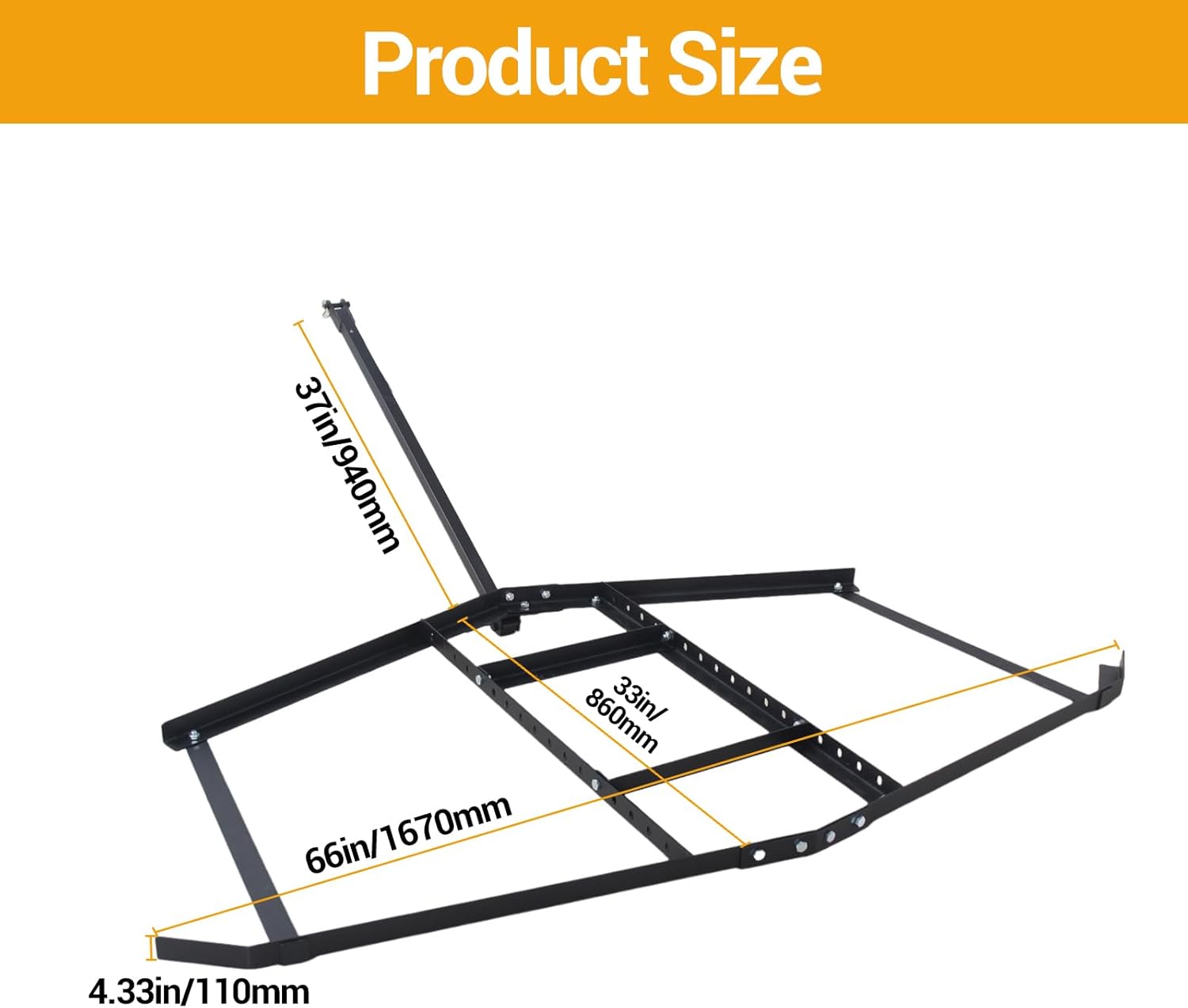 Garvee 66" Driveway Drag Heavy Duty Steel Landscape Drag Harrow with Pin-Style Hitch- Tow Behind Gravel Leveling Attachment for ATV, UTV, Lawn & Garden Tractors