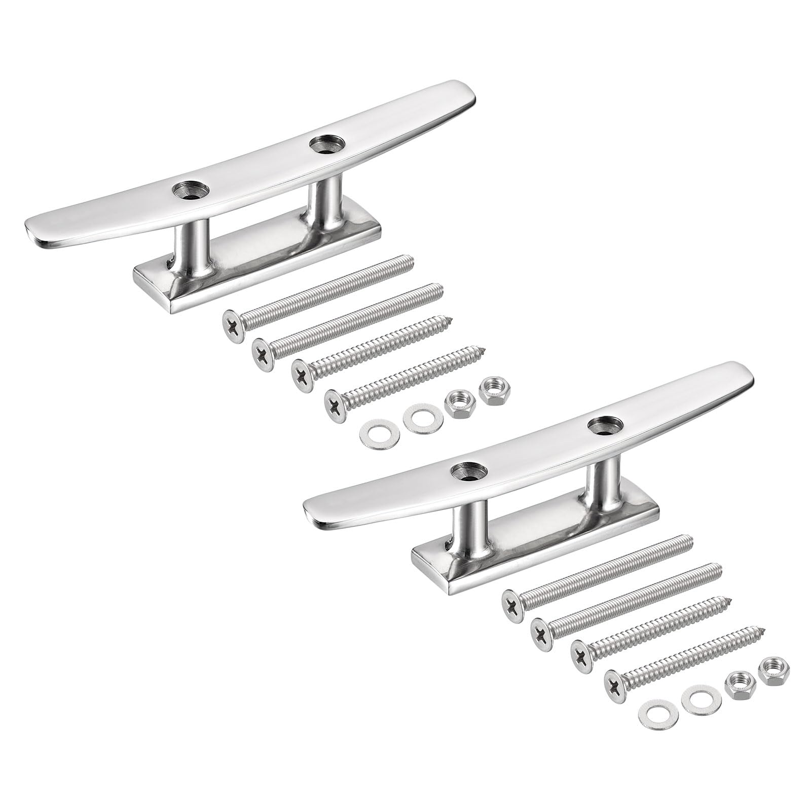 sourcing map Boat Cleat Open Base 5 Inch, 2 Pcs 316 Stainless Steel Dock Cleat for Kayak Boat, Yachts, and Fishing Boats, Include Installation Screws