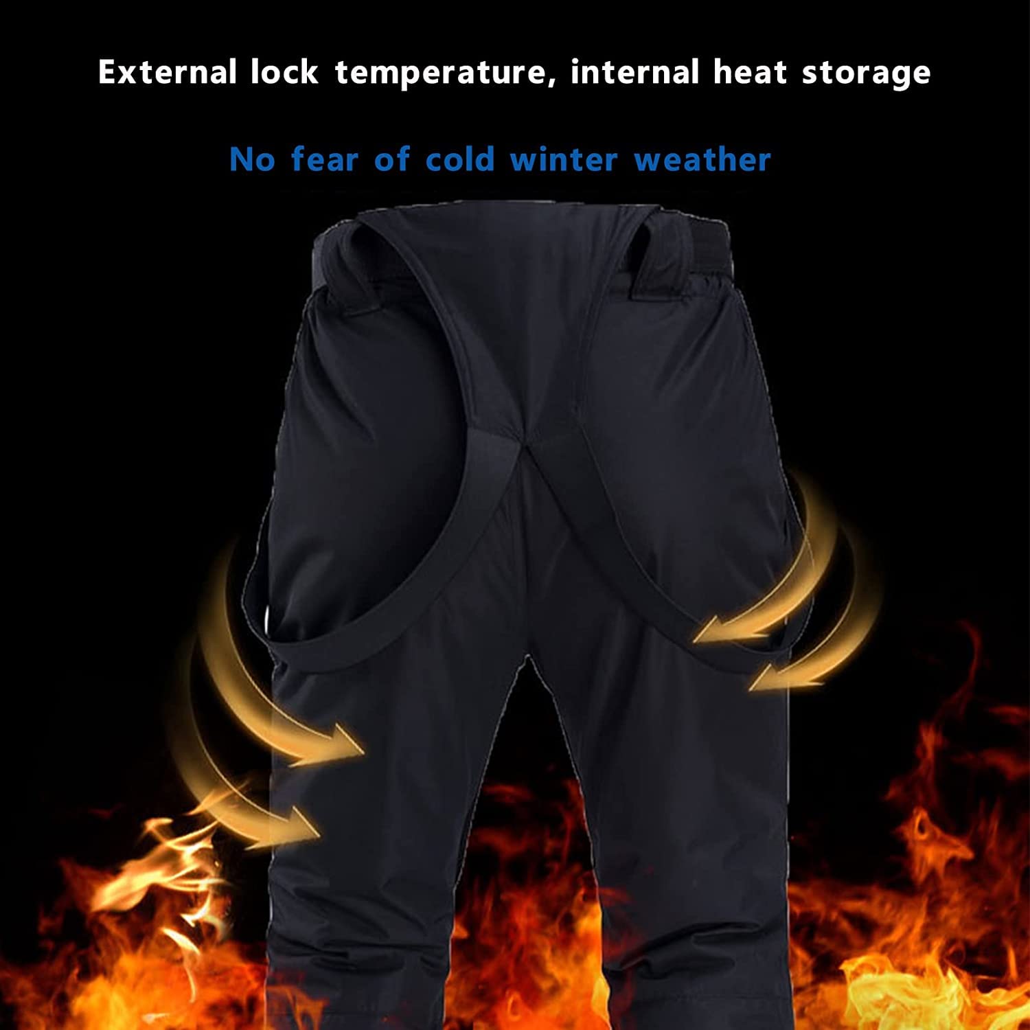 TDHLW Womens Mens Waterproof Ski Pants Women Snowboard Winter Windproof Hiking Winter Warm Pants Bibs Snowboarding Skiing,Black,S