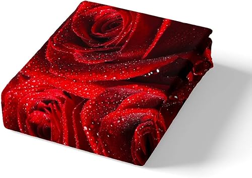 Miniatura 4 de Erosebridal Juego de ropa de cama de rosa roja, tamaño individual, funda de edredón romántica de 2 piezas, funda de edredón con flores y rosas