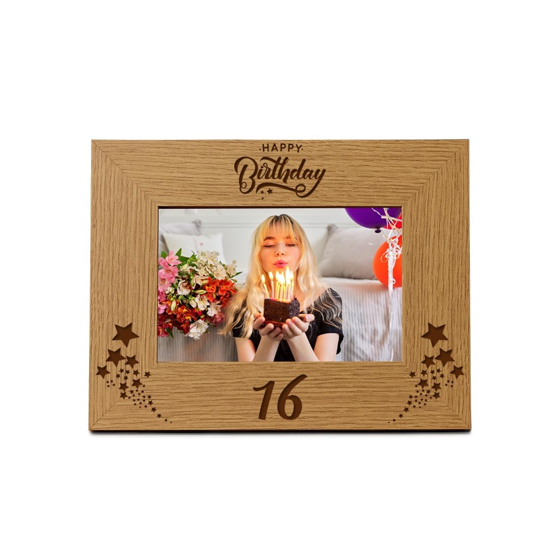 Ukgiftstoreonline Brown Happy 16Th Birthday Wooden Photo Frame Gift (5 X 7 Inch)