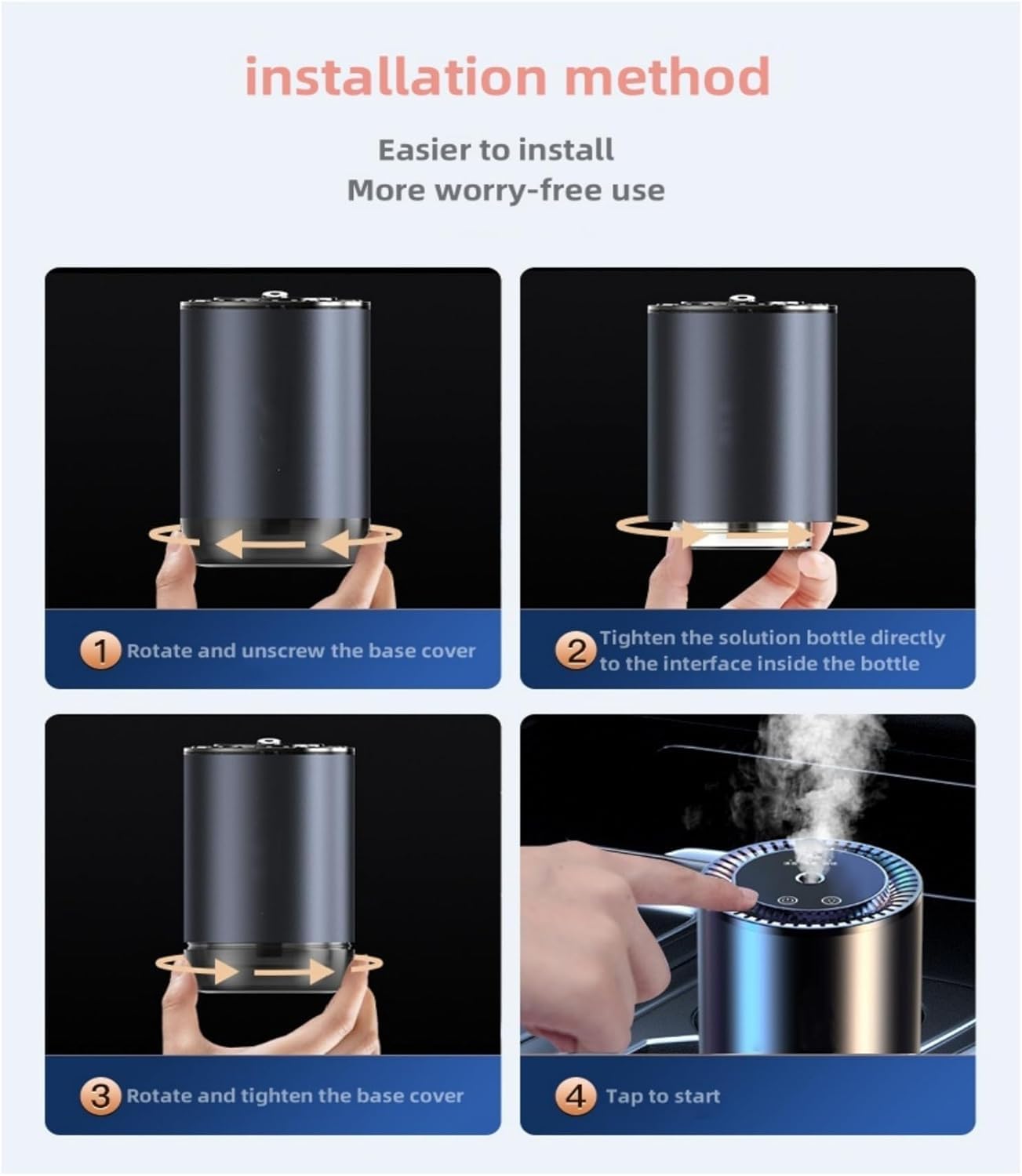 Smart Car Air Fresheners Fashionable Starry Sky Rechargeable New Atomization Experience Perfume Humidifier 50ml French Natural Perfume Auto On/Off Adjustable Concentration Lasts 5 Months(Purple)