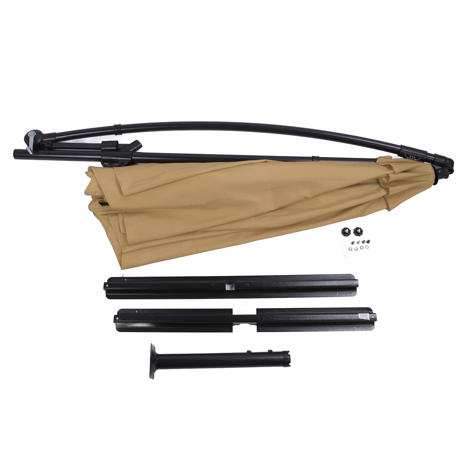 outdoor patio umbrella, offset sun shade cantilever, round 9.8ft diameter - crank open system, push button tilt, adjustable angle for backyard and beach (missing pieces)