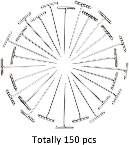 Miniatura 4 de Benvo 150 pines en T de acero surtidos de dos tamaños para peluca, alfileres de costura chapados en níquel, pasadores de agujas con cabeza de barra