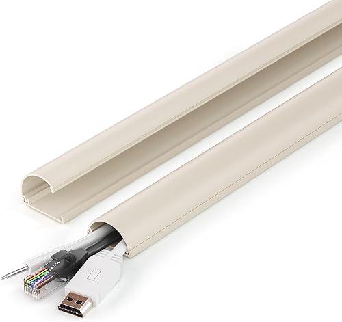 Miniatura 19 de ZhiYo Cable Hider de 34 pulgadas, para 2-4 cables, cubiertas de cable para montaje en pared, cubierta de cable, pared, canaleta de cable blanco, 2 x