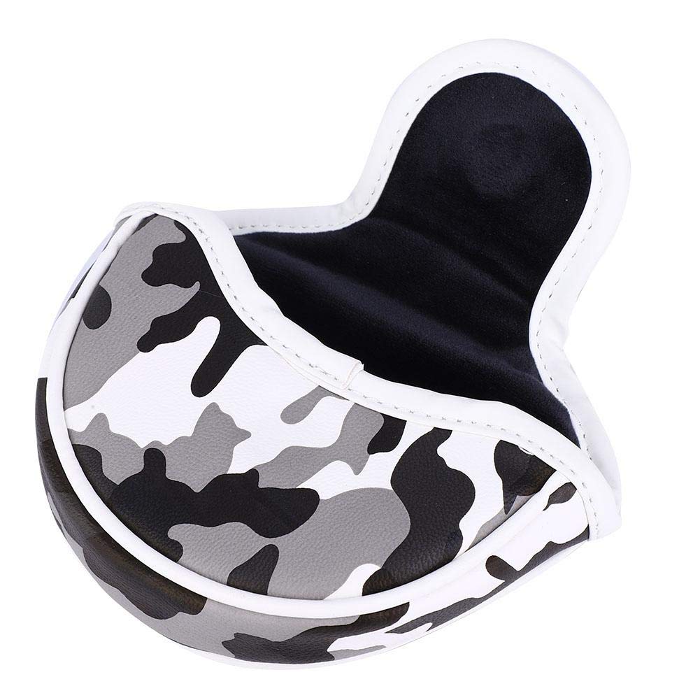 chengong Nakrycie głowy do klubu golfowego, półokrągła osłona na puttera, wodoodporna klamra magnetyczna ze skóry PU 13 x 9 x 3 cm dla początkujących miłośników golfistów i klubów pole (kamuflaż szary)