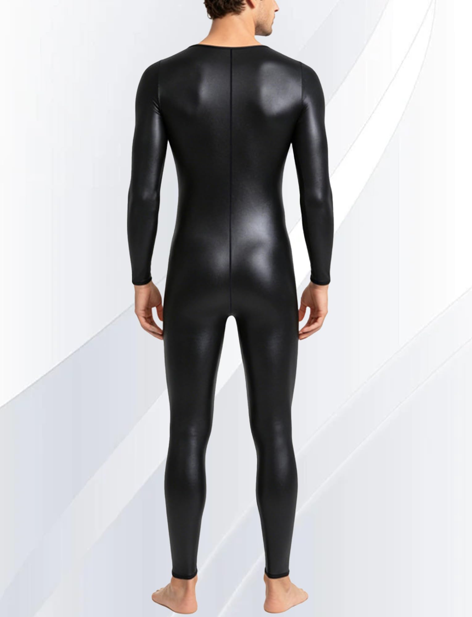 Jumpsuit Homme Body en Cuir Sexy Une Pièce Bodysuit Combinaison de Sport Catsuit Moulante Stretch Shapewear Costume de Fête Clubwear S-2XL