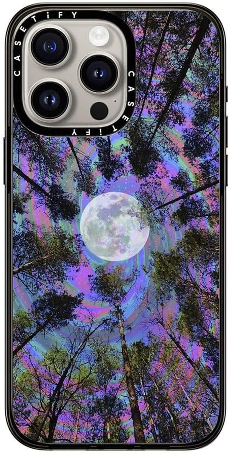 CASETiFY Compact Case for iPhone 15 Pro Max [Lightweight / 4 ft. 2X Military Grade Drop Protection/Slim] - Moon Swirl - Clear Black