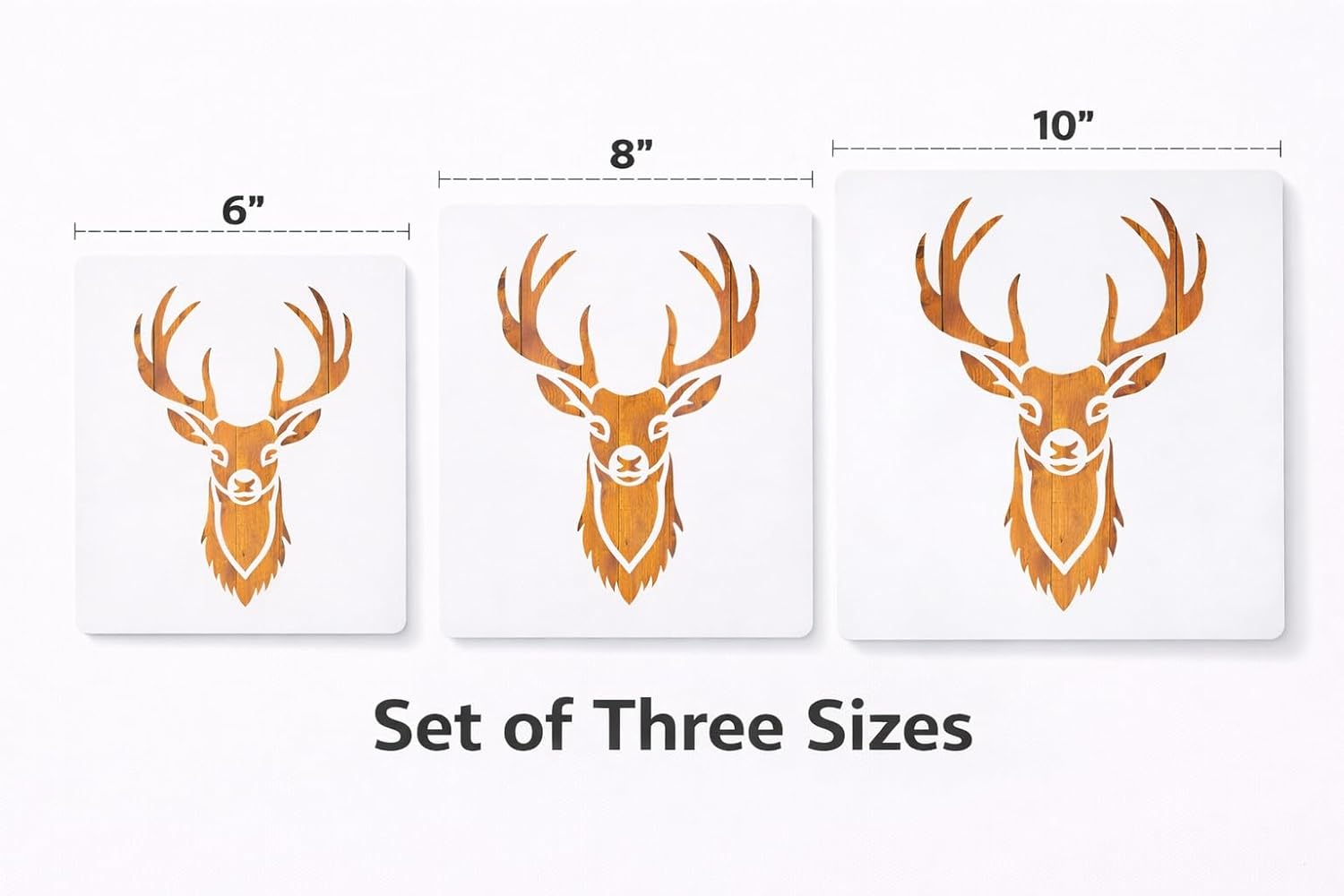 Deer Stencil – Forest Animal Deer Head Buck Outline Template for Painting Crafting Scrapbooking and DIY Projects (Set of 3 Pcs) image 2