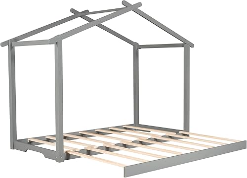 Miniatura 5 de Cama individual XL a King Size con nido, cama de plataforma con techo y nido para adolescentes, niños, muebles de dormitorio, listones incluidos, no