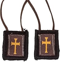 Vista 1 de Escapulario marrón de lana devocional católico Gran regalo cristiano para hitos religiosos como la primera comunión y confirmación Incluye