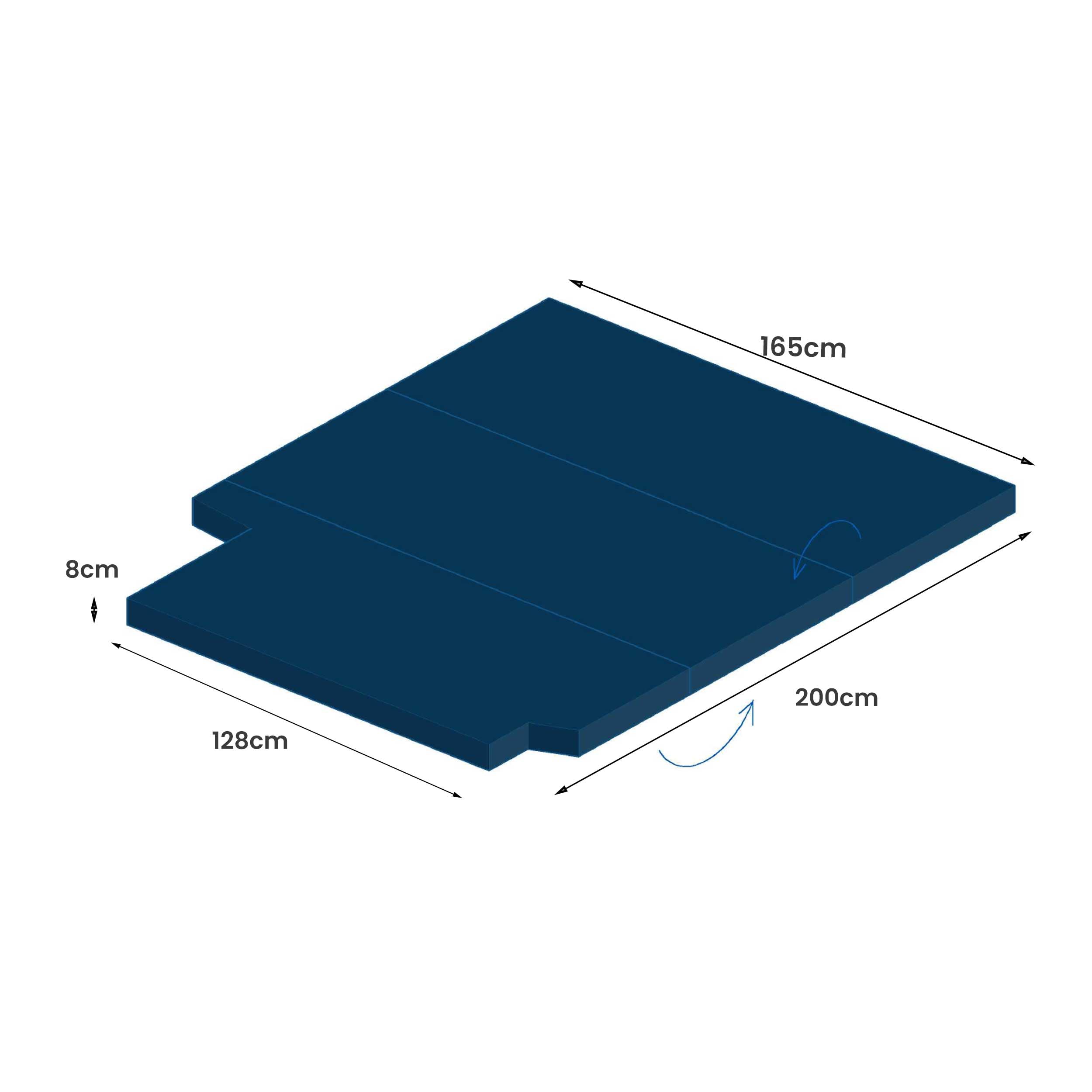Matelas pliable pour camionnette Custom 2014-2023, ferme de haute densité, bleu foncé, déhoussable et lavable (165 x 200 cm Transit 2014 AACC)