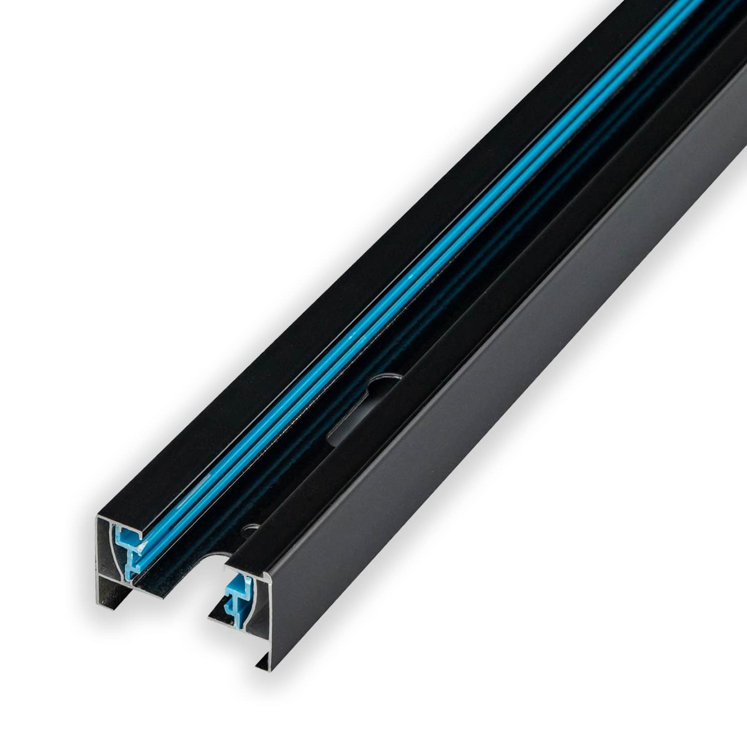 POPP® Carril monofasico 1 metro Accesorio para carril LED en manofasico superficie aluminio color negro (Negro 1 metro)