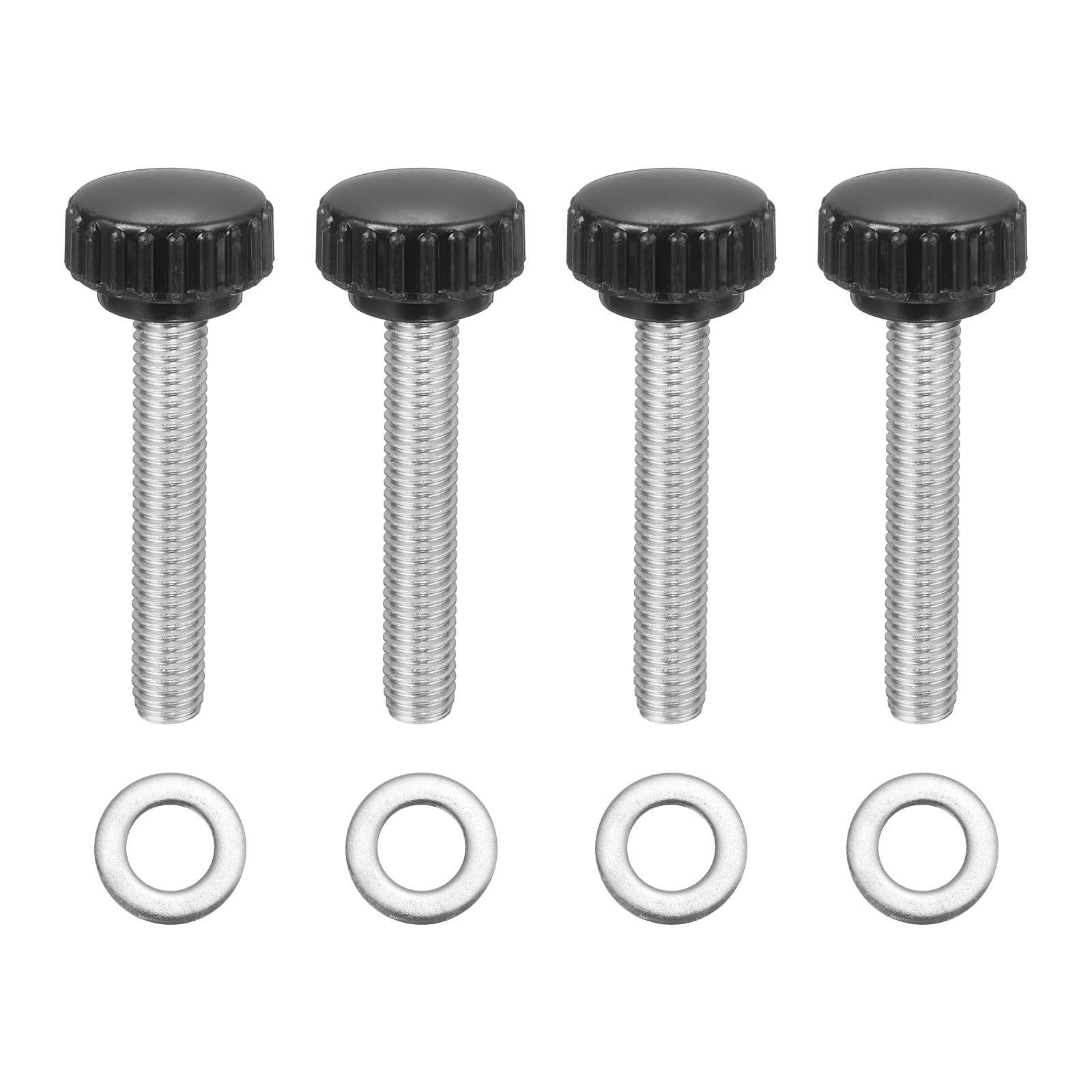 sourcing map 4Pcs Knurled Clamping Knobs, M8 x 45mm Metric 304 Stainless Steel Male Thread Thumb Screws 22mm Width Knurled Handle Bolts Grip with Washers for Machine Umbrella Base Replacement