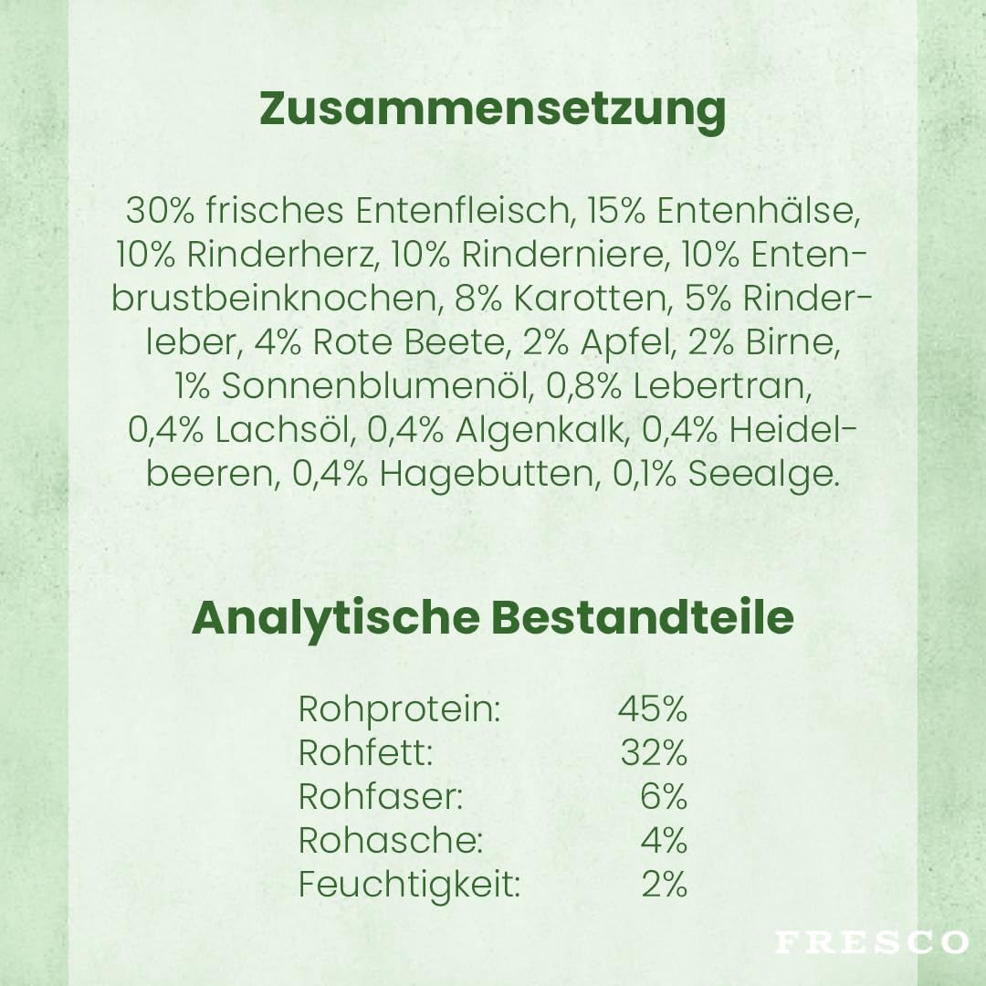FRESCO Dog Complete Plus Trockenbarf mit Ente und Rind 2,5kg | Barf Trockenfutter für Hunde aus frischem Fleisch, Obst und Gemüse | 100% natürliche Zutaten | ohne künstliche Zusätze