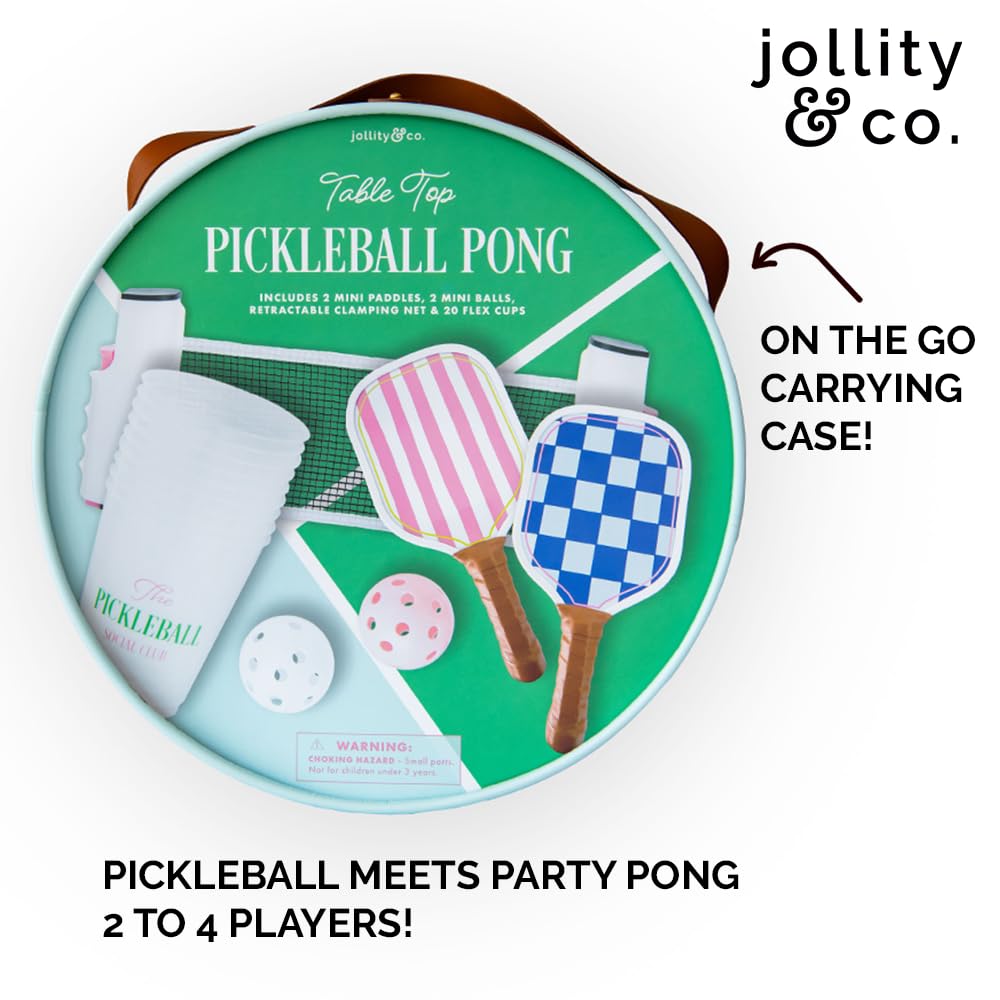 Jollity & Co. Pickleball Social Club Table Pong Large Game Set - Table Pickleball Game - Pack of 1 - Pickleball Meets Party Pong - Perfect for Birthday Celebrations and Other Gatherings