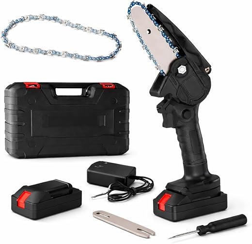 Shopper52 Cordless Mini Chainsaw for wood cutting| 21V Battery |One Hand Lightweight| Battery Powered | Wood Cutting | Tre...
