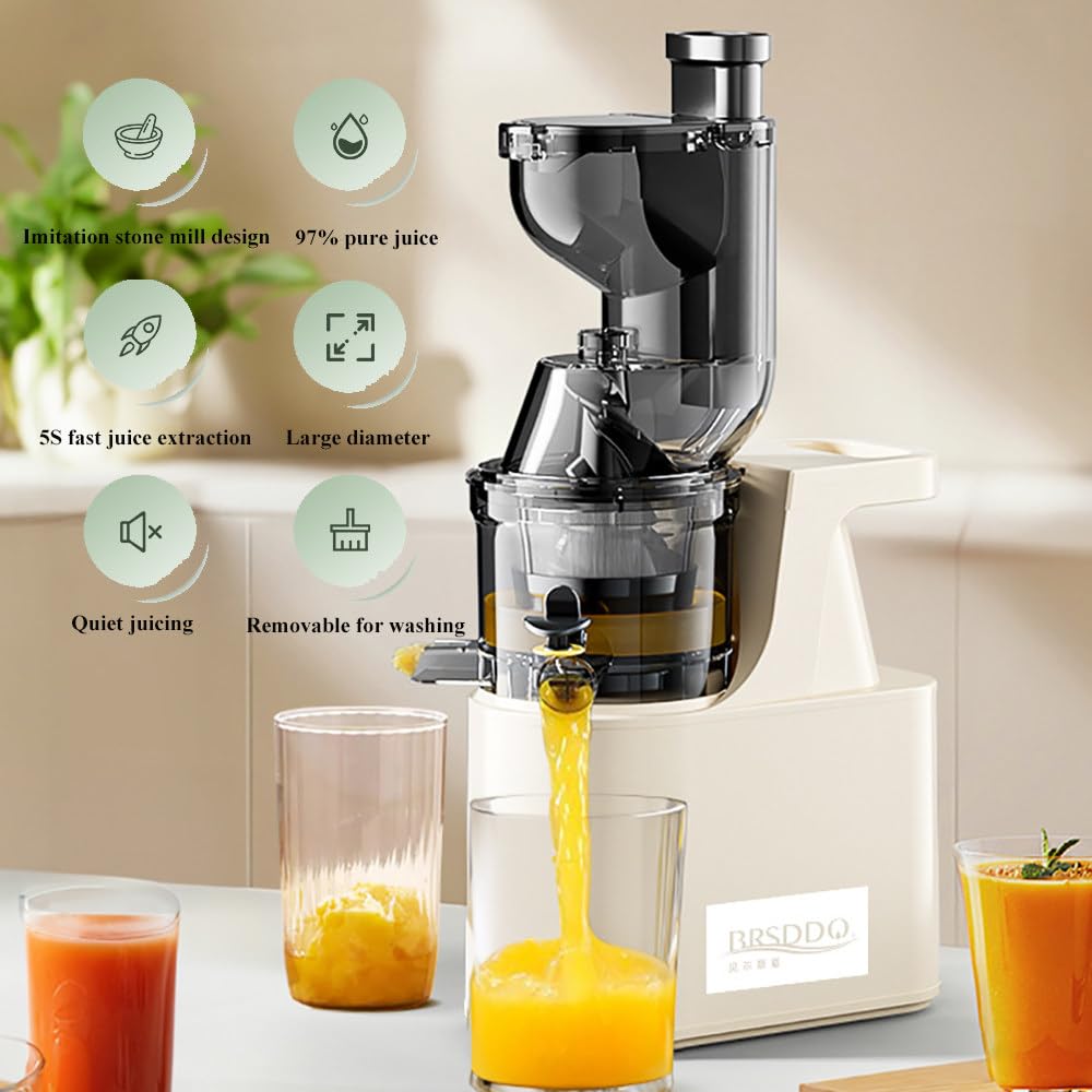 Estrattore Di Succo A Freddo,Estrattore Di Succo Di Frutta E Verdura,Grande Mangiatoia Da 7Cm,Succo Puro Al 97%,Rilascio Rapido Del Succo In 5S,Estrattore Lento Da 300W,Facile Da Pulire