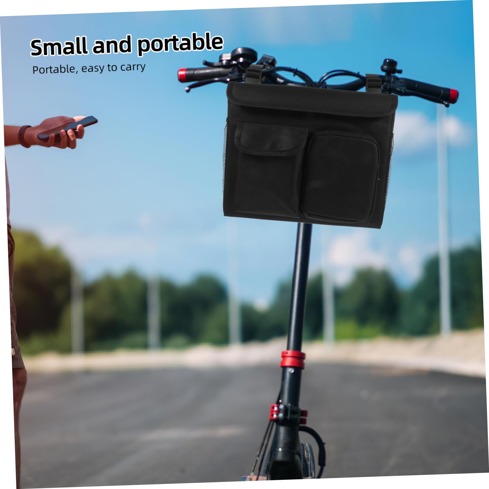 Borsa Laterale per Walker e Rollator Oxford Nero, Capienza Ampia, Tasche Pratiche, Facile da Installare per Anziani