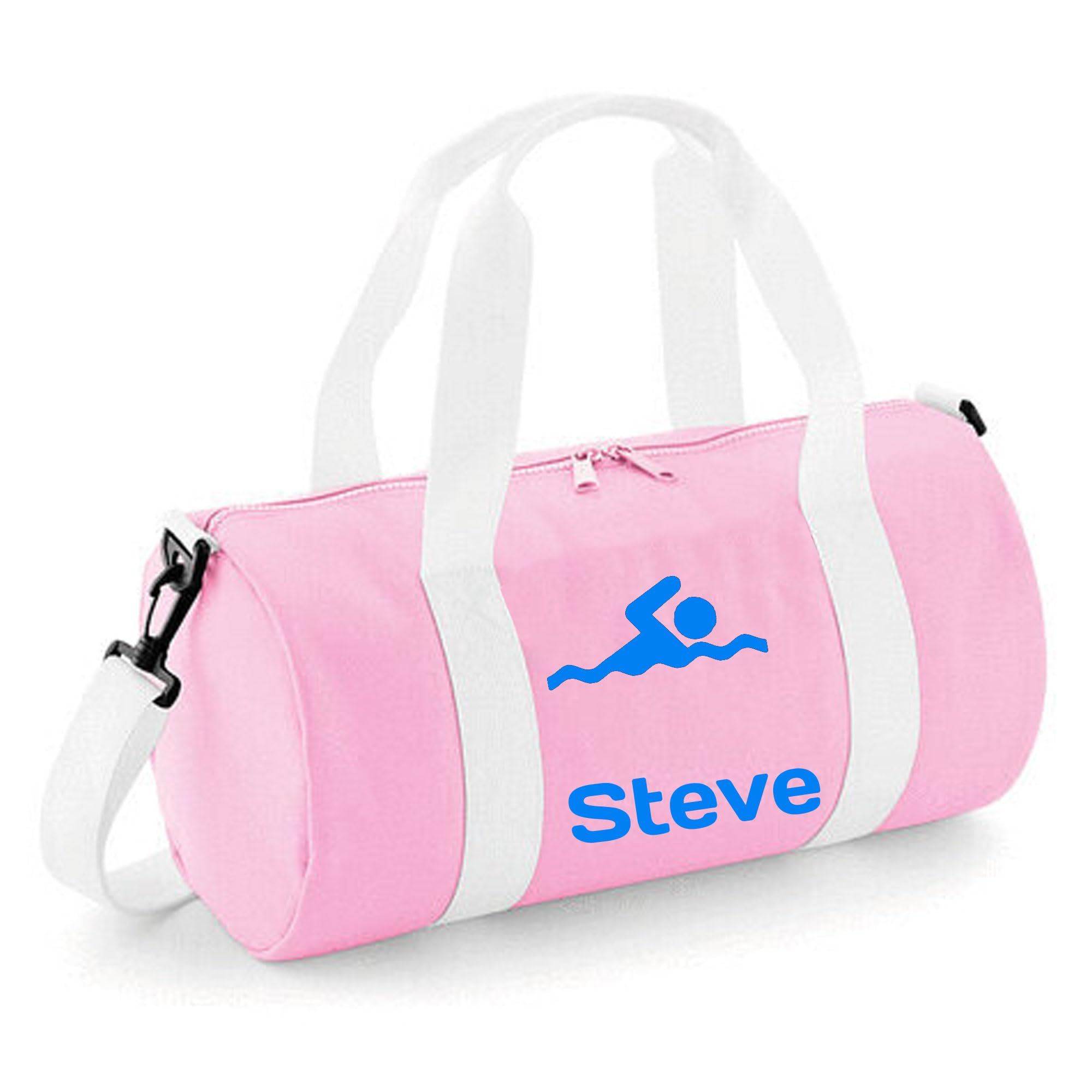 Personalised Swimming Barrel Bag Sports Holdall for Boys & Girls, 12L Durable Gym Bag Training Kit Bag, 20x20x40cm Stylish Sports Equipment Storage - Pink