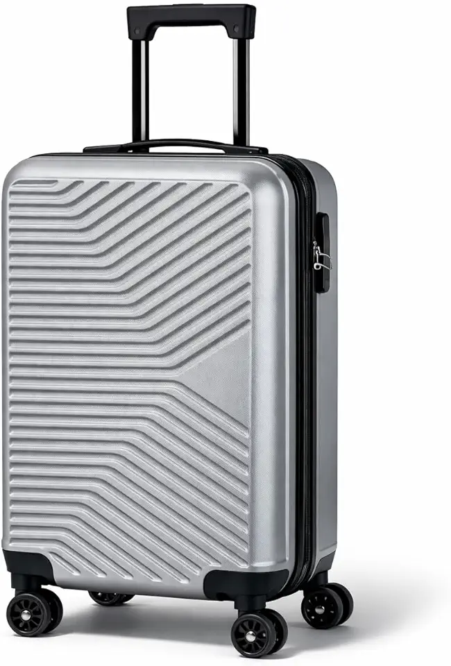 Mala de Bordo Viagem Pequena ABS 10kg Rodinhas 360° Fechadura com Senha (Prata)