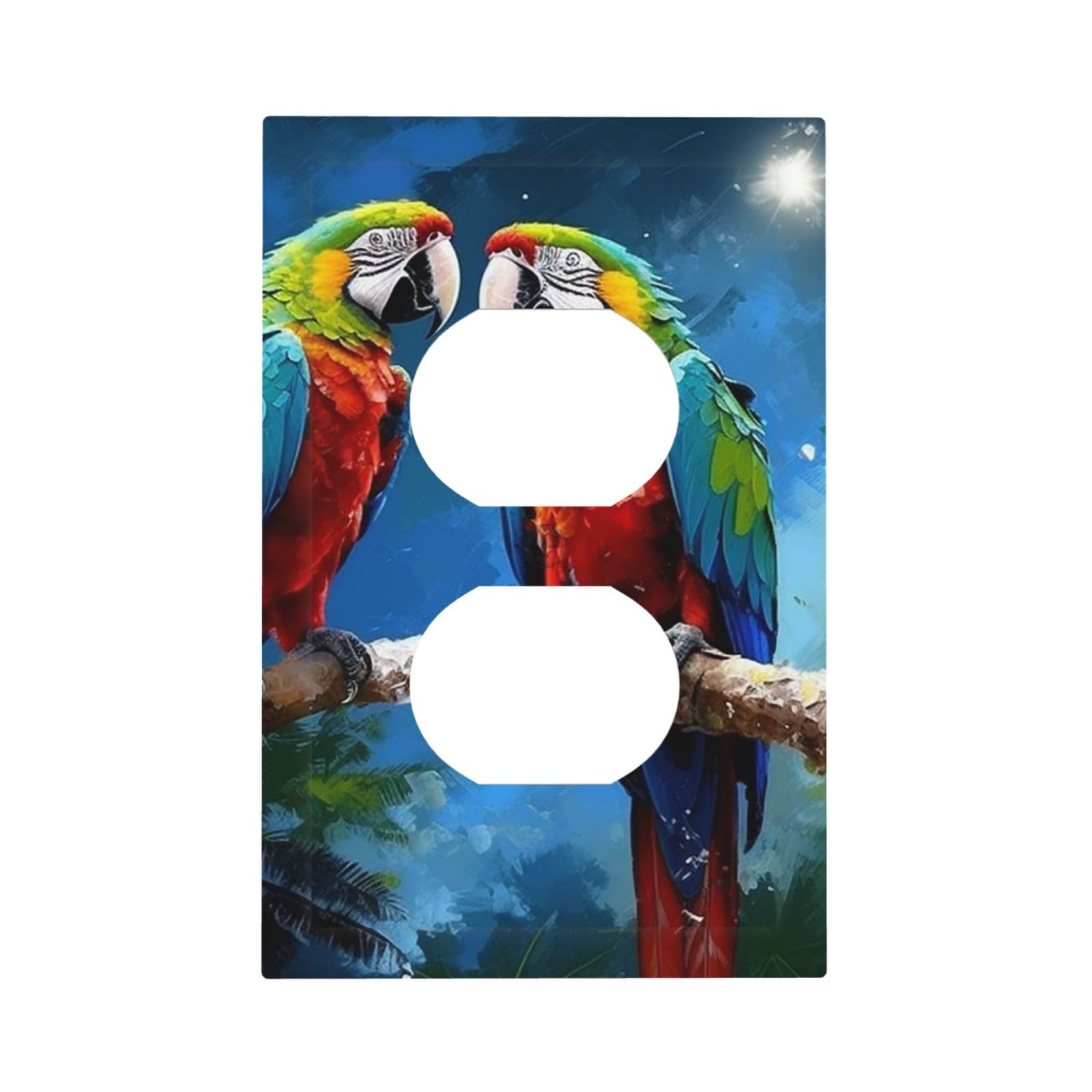 1-Gang Decorator Wall Plate Parrots Light Switch Cover Single Gang Receptacle Outlet Wall Plate Mid Size 5" x 3" Wallplate Unbreakable Polycarbonate Outlet Faceplates Covers
