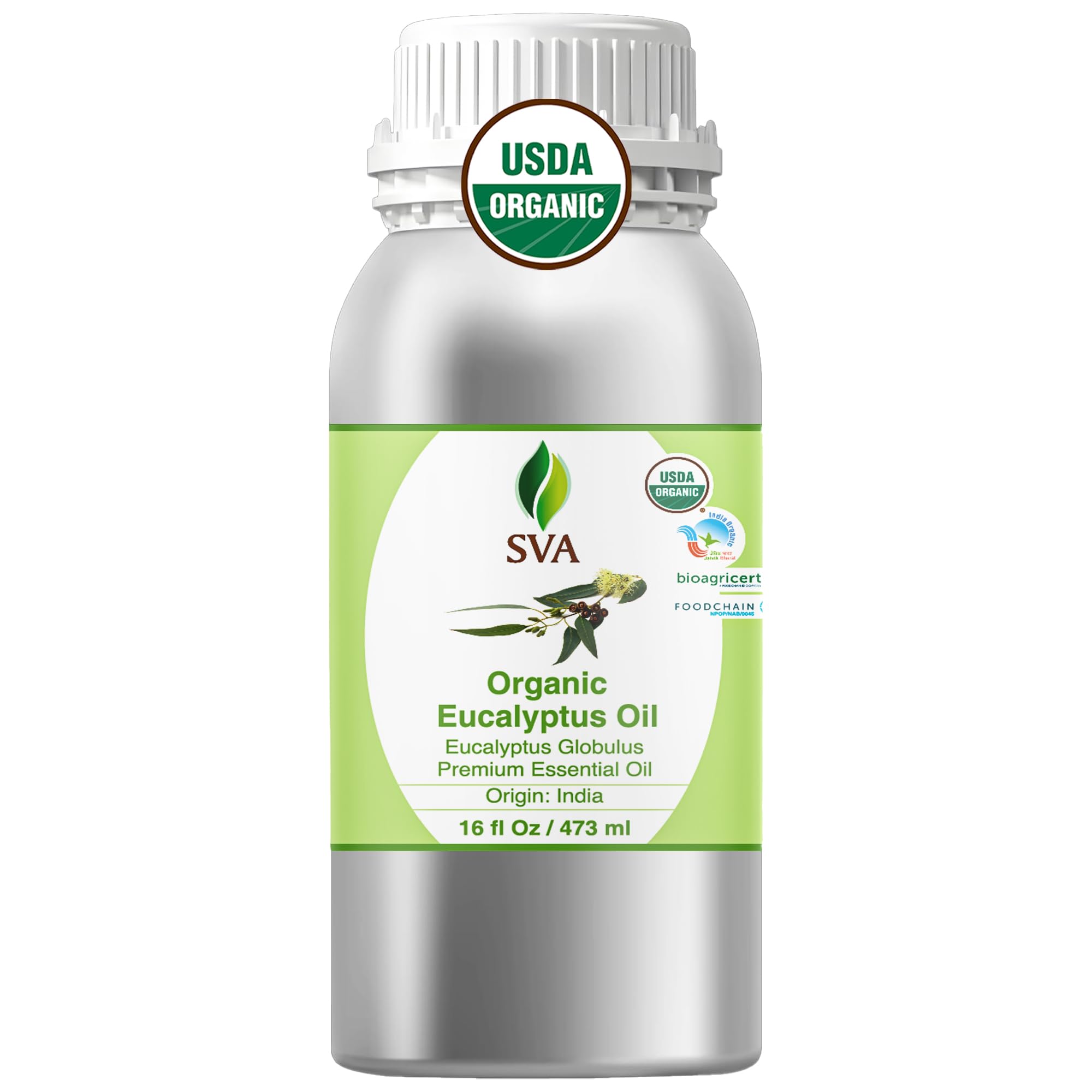 SVA Organic Eucalyptus Essential Oil, Large Size, 16 Fl Oz (473 ml)