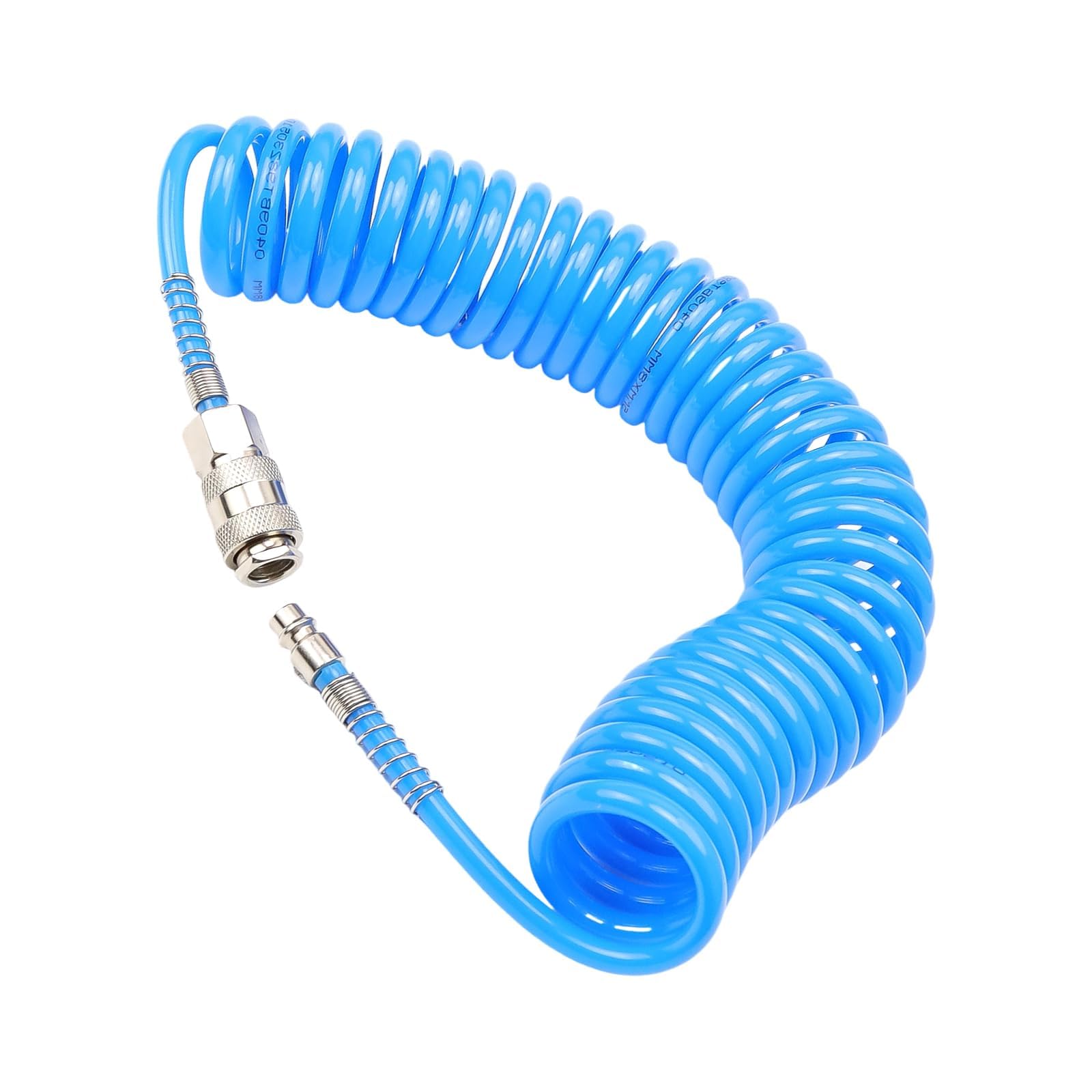 Manguera Aire Comprimido max 10 Bar, 6 m Manguera Compresor Espiral, Espiral Accesorios Compresor Aire, Diámetro del Tubo 5 x 8 mm, con Conector de 1/4 Pulgada, Azul, para Suministro de Gas
